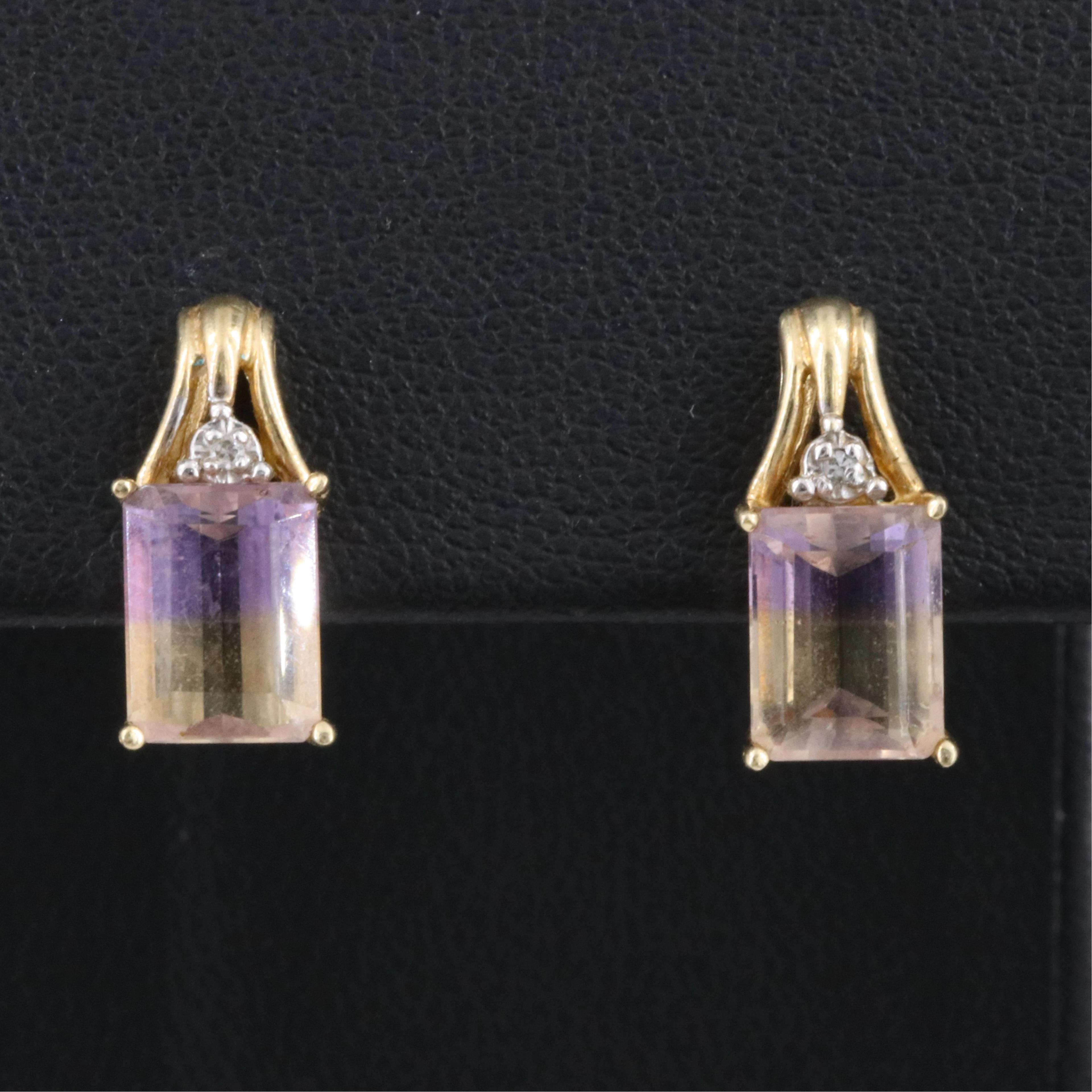 10K Ametrine and Diamond Earrings