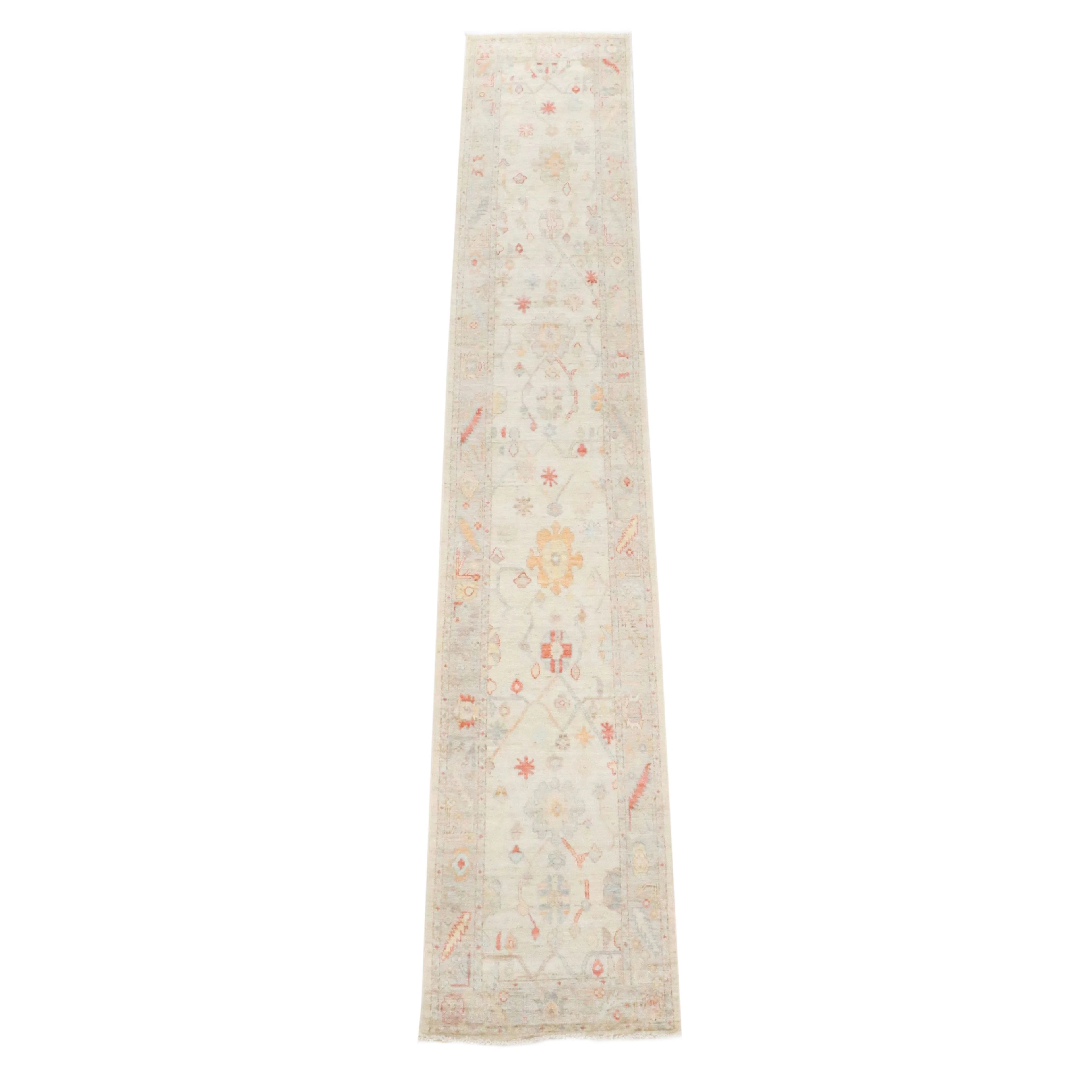 2'10 x 16' Hand-Knotted Indo-Turkish Oushak Carpet Runner