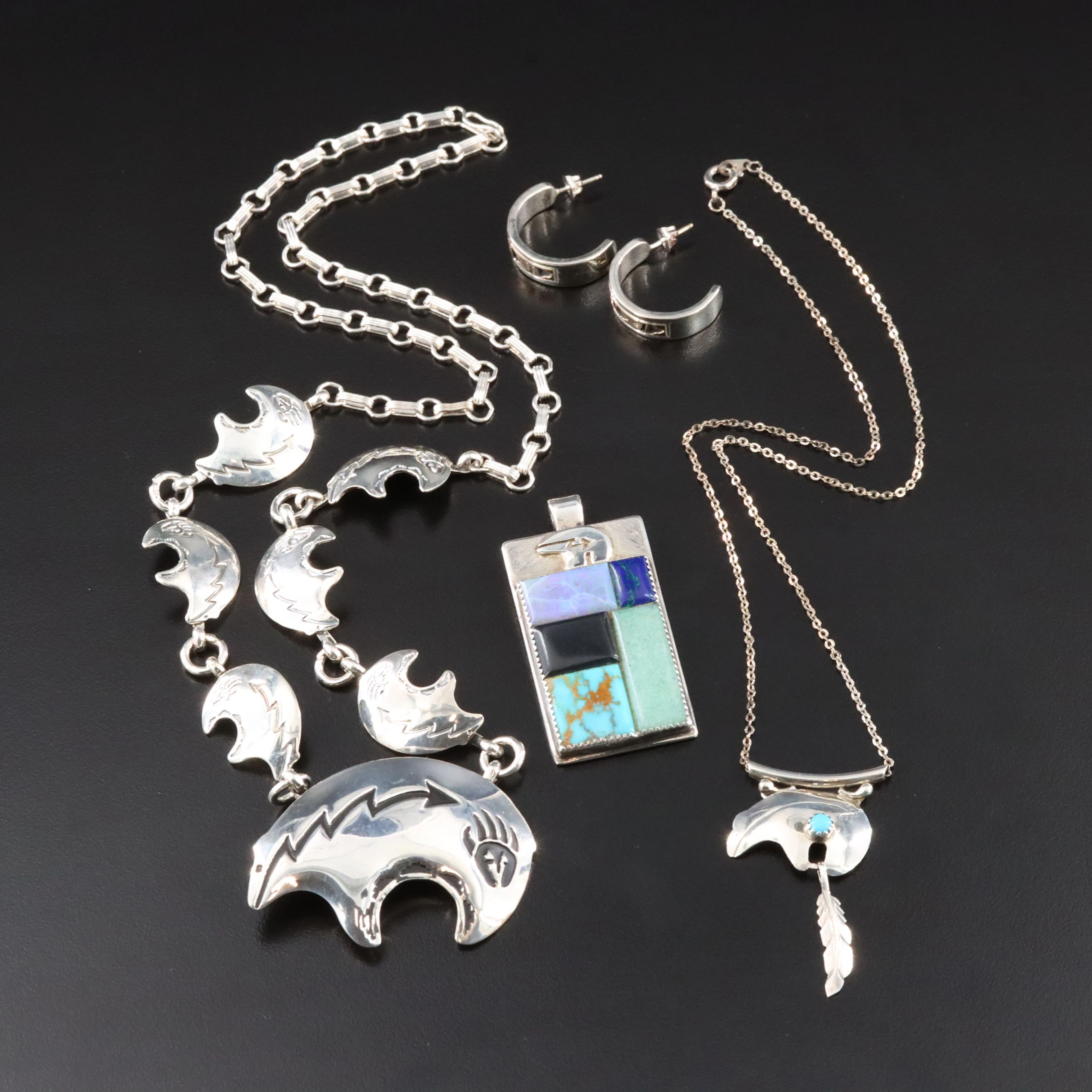 Scott Skeets Navajo Diné Earrings Featured in Southwestern Sterling Jewelry