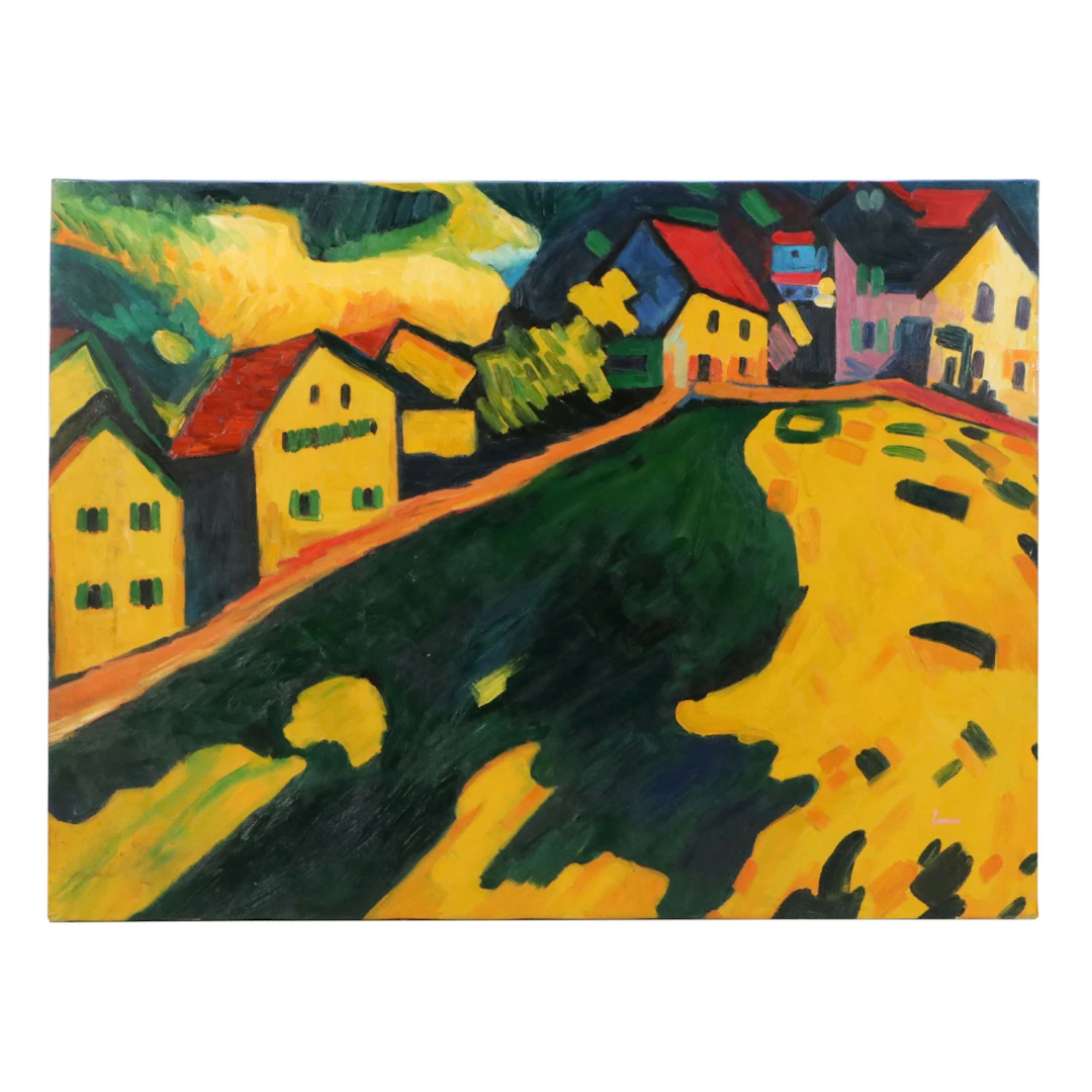 Fauvist Oil Painting of Street Scene, 21st Century