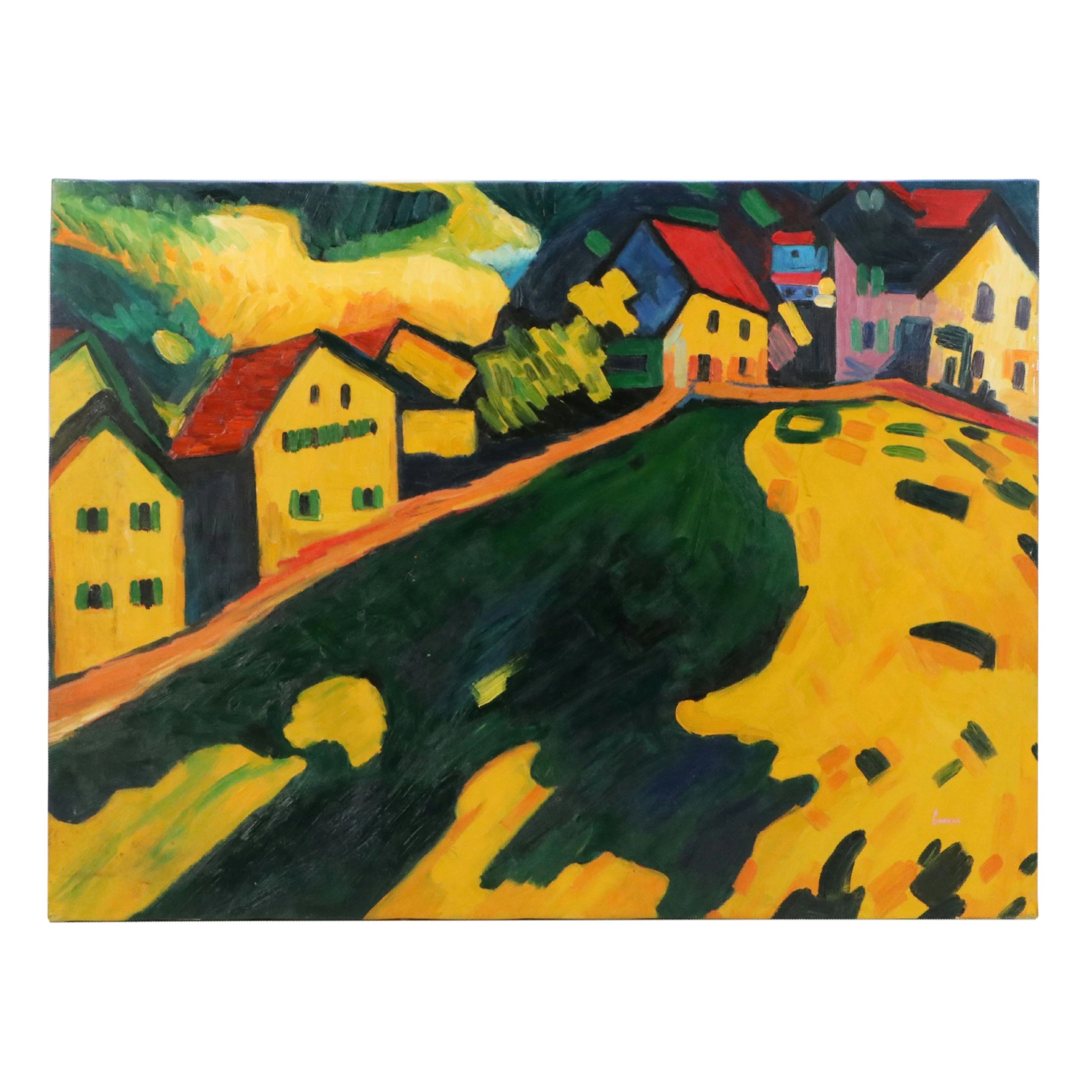 Fauvist Oil Painting of Street Scene, 21st Century