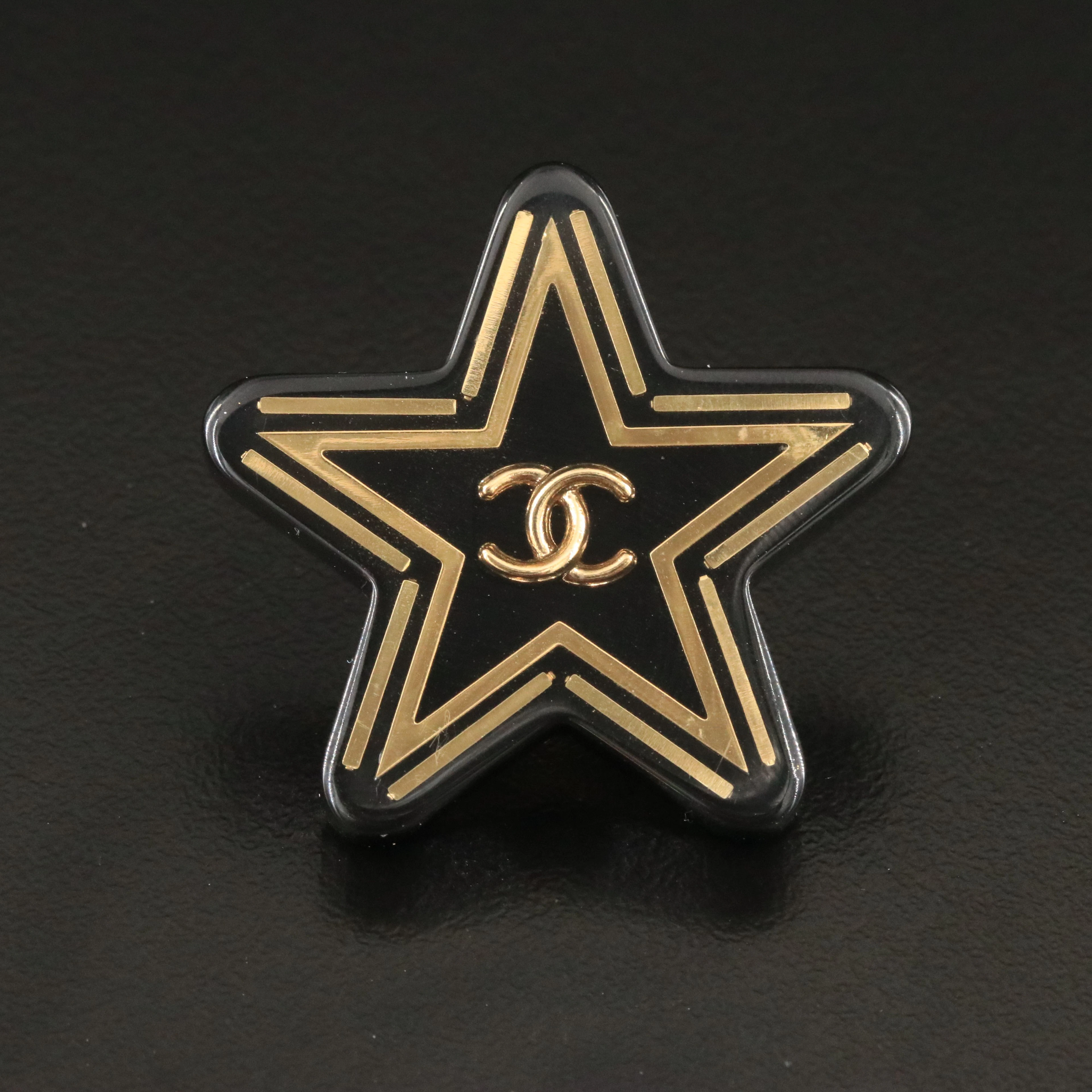 Chanel CC Black Resin Star Pin 2021