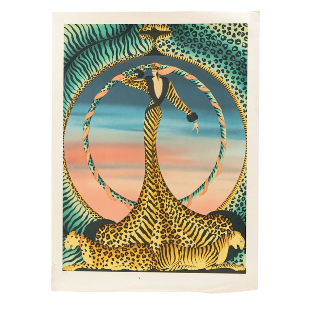 Jean-François Ibos Art Deco Revival Color Lithograph "Les Fauves," Circa 1980