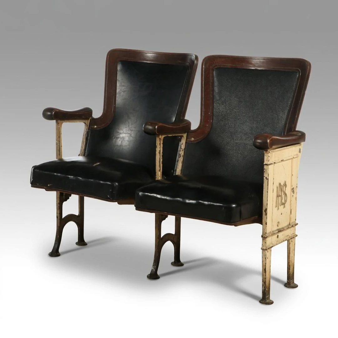 Cast Iron and Wood Folding Theater Seats, 20th Century