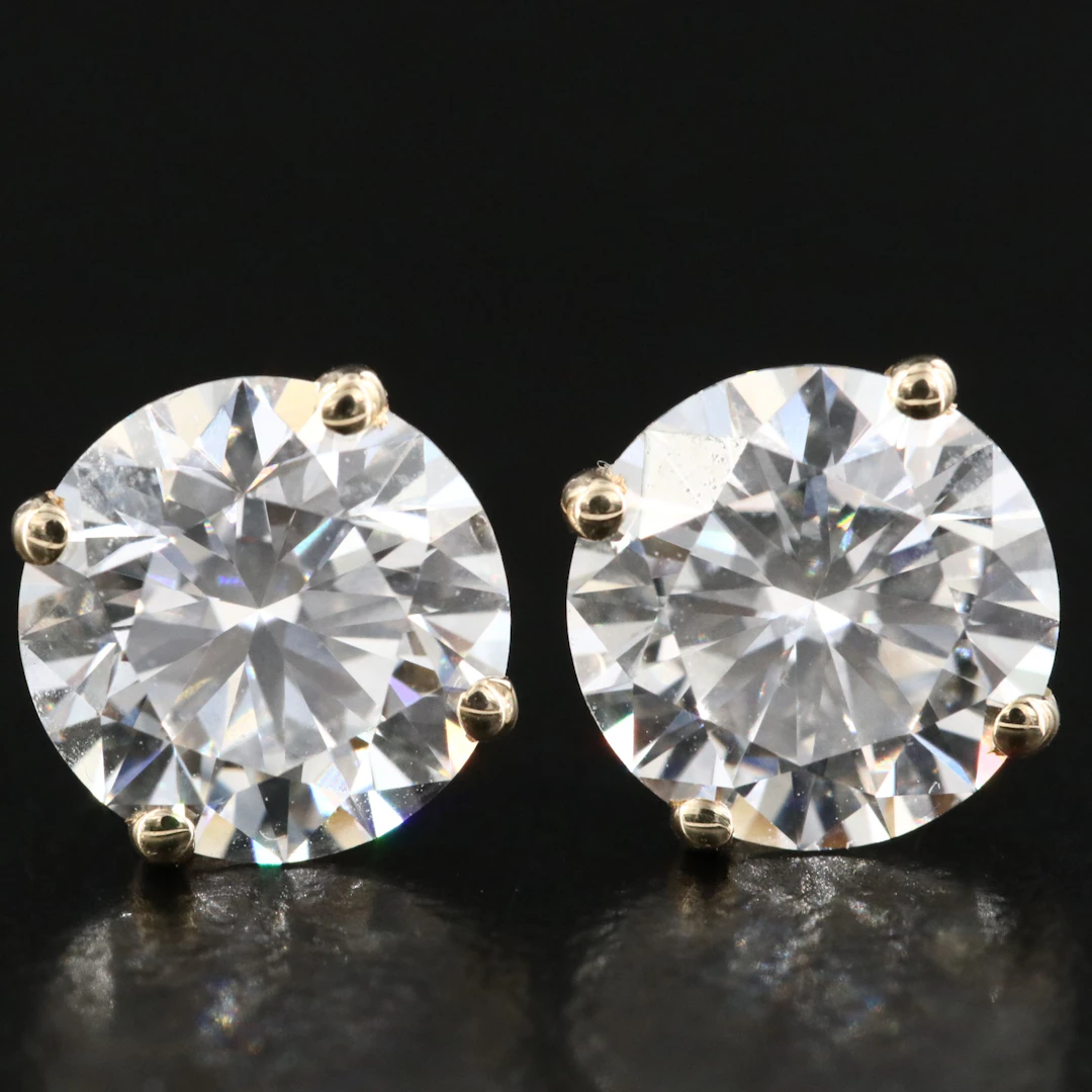 14K 3.00 CTW Lab Grown Diamond Solitaire Earrings with IGI Reports