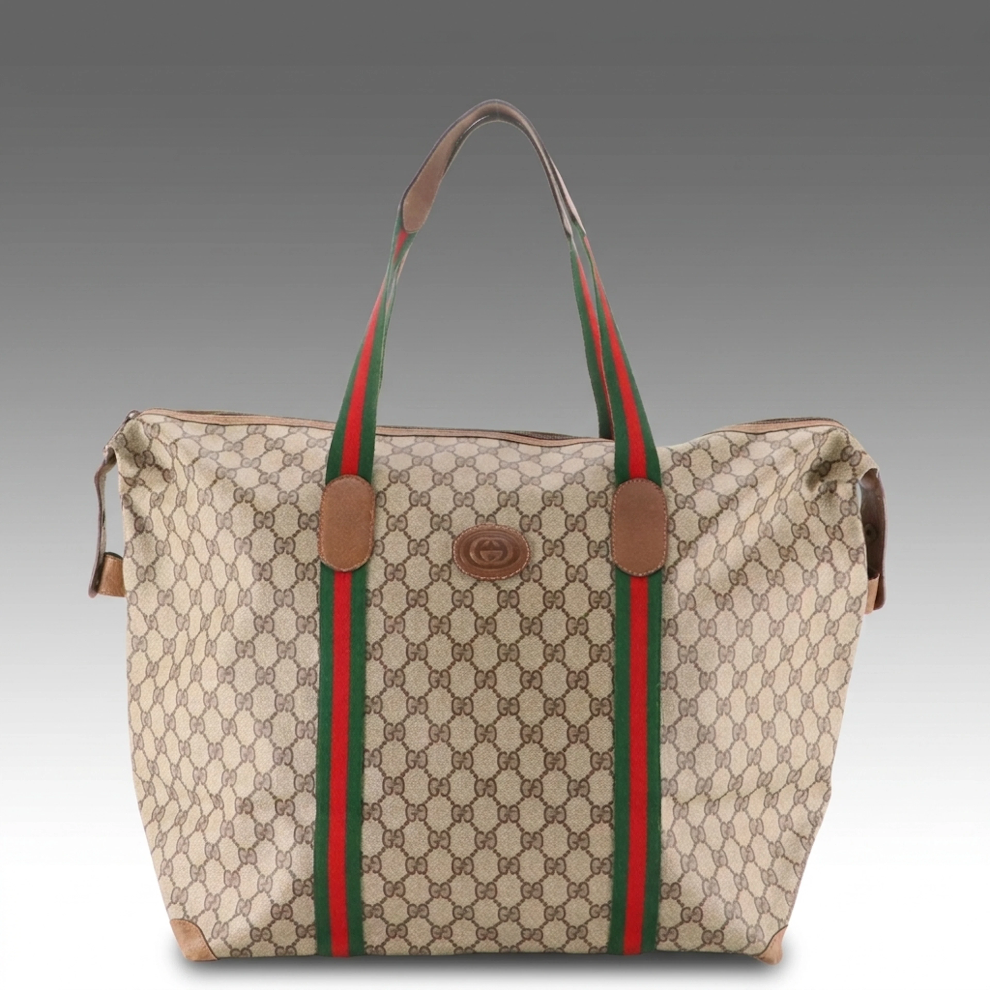 Gucci Accessory Collection Web Stripe Weekender Bag in GG Supreme Canvas