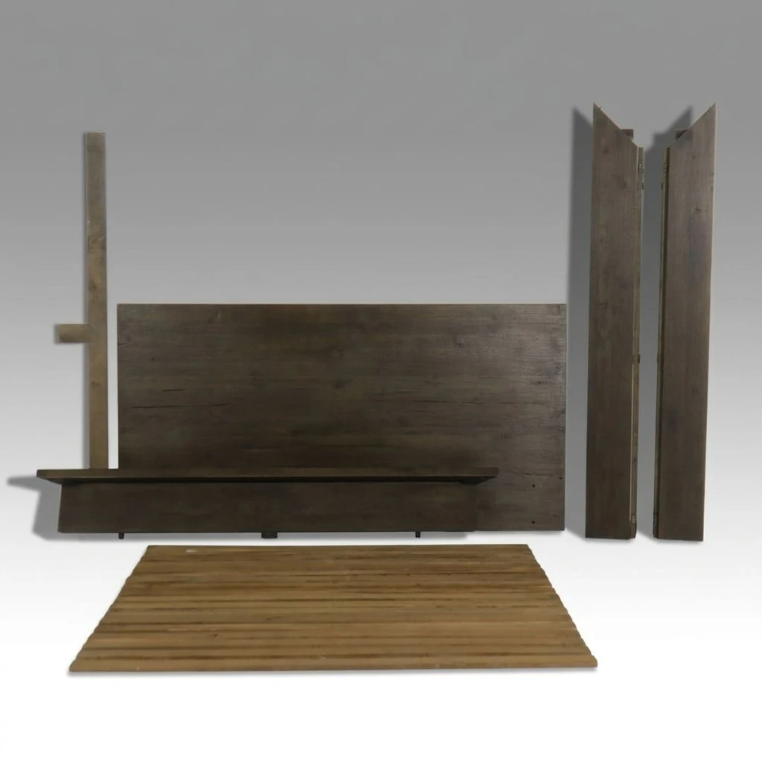 Restoration Hardware Rustic Hardwood King Size Platform Bed Frame, 21st Century