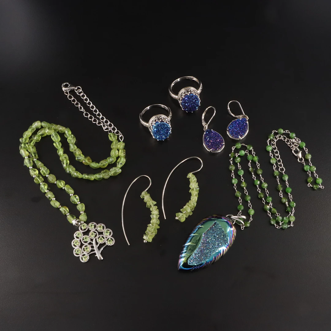 Sterling Jewelry Collection Featuring Peridot, Druzy and Chrome Diopside