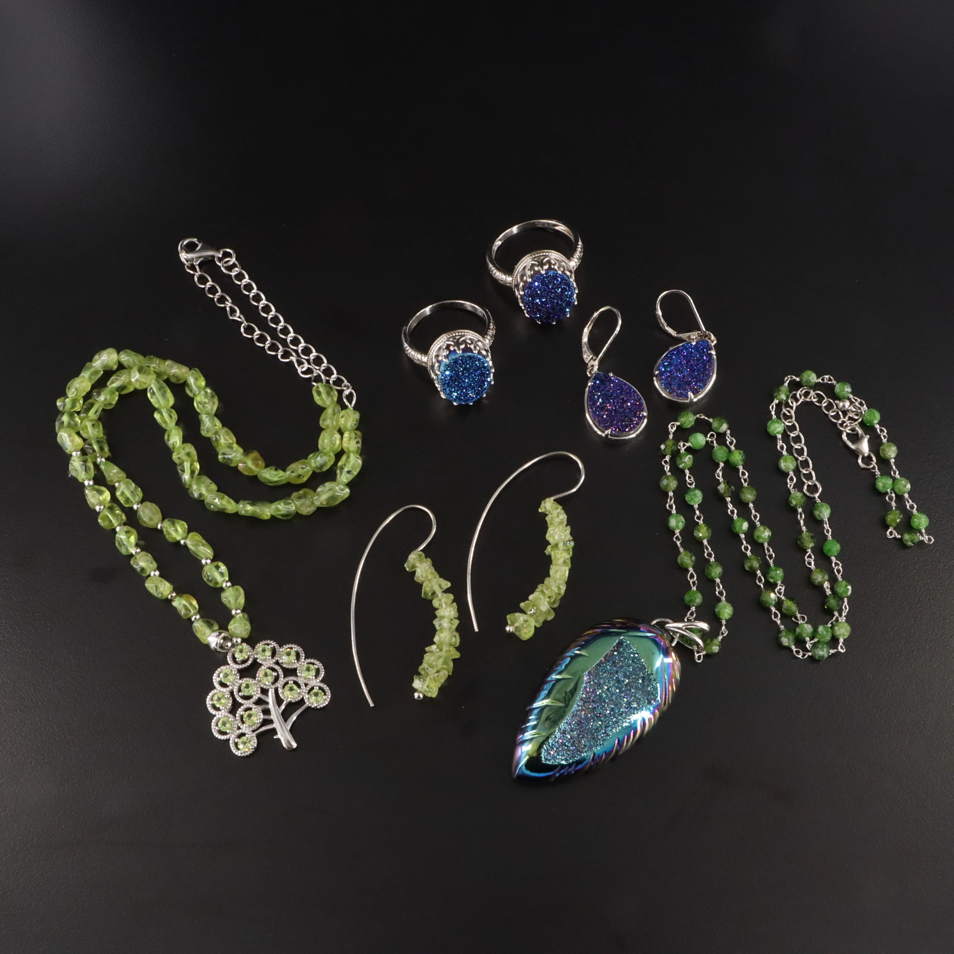 Sterling Jewelry Collection Featuring Peridot, Druzy and Chrome Diopside