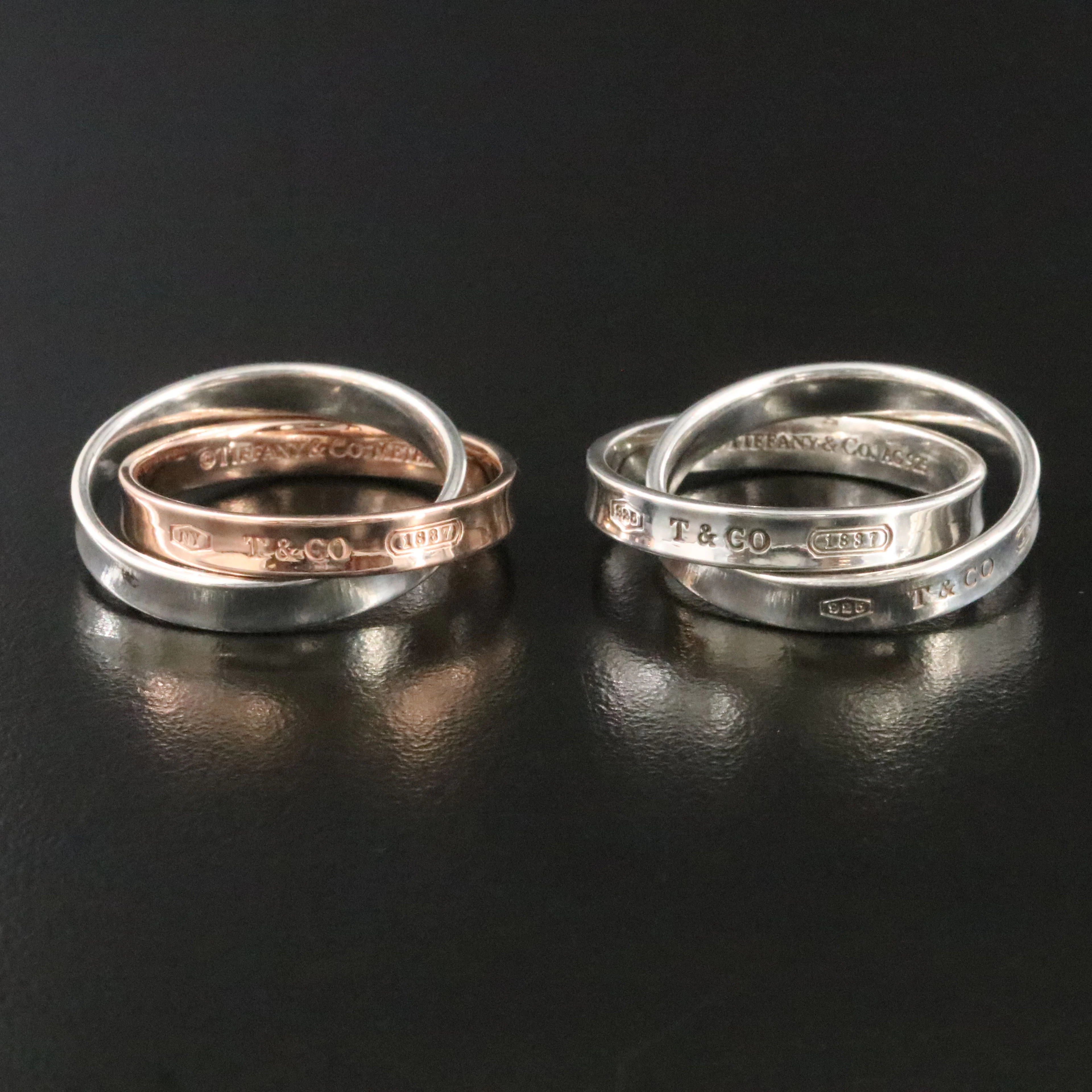 Tiffany & Co. Sterling & Rubedo Interlocking Rings