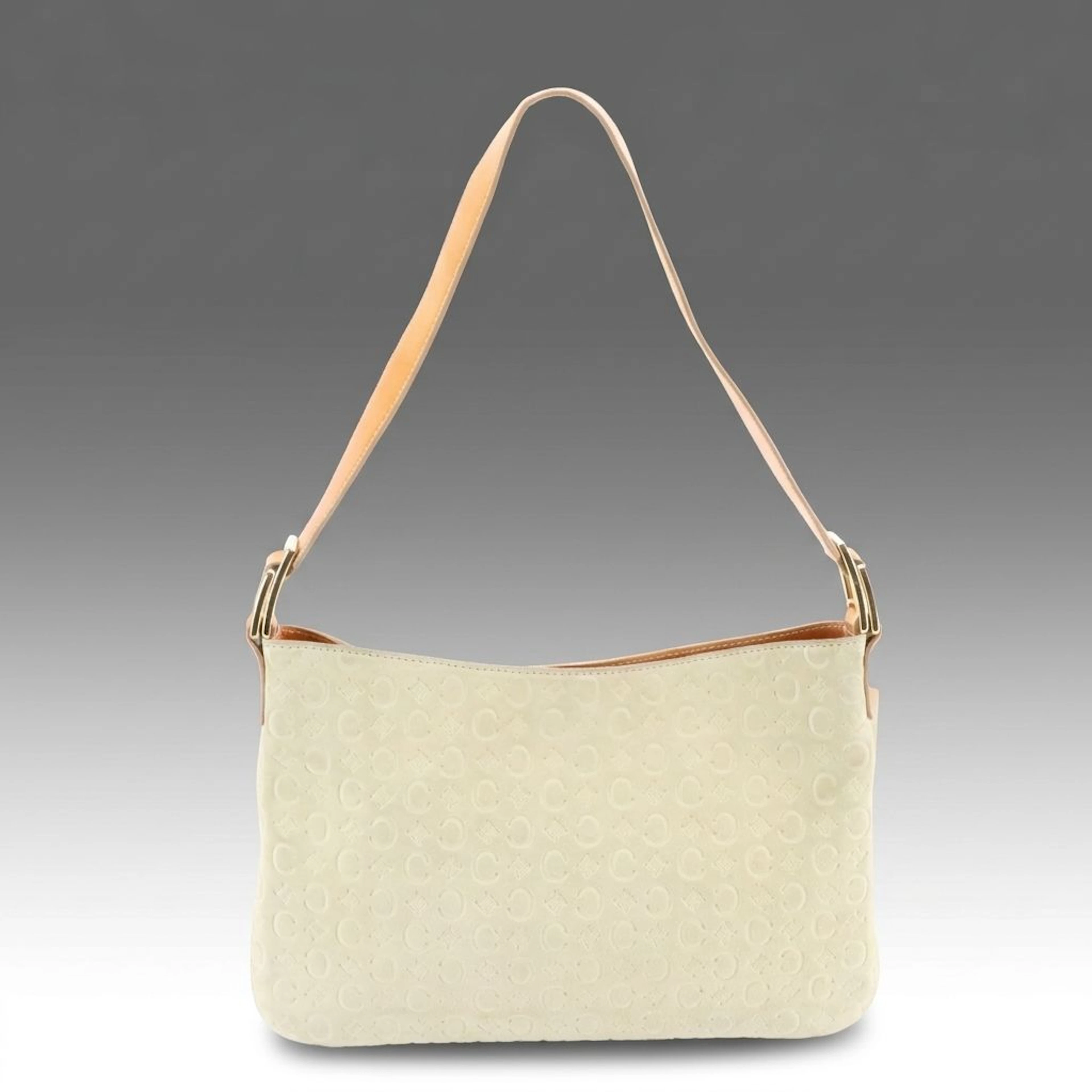 Celine 2000 C Macadam Shoulder Bag in Gray Cut Suede