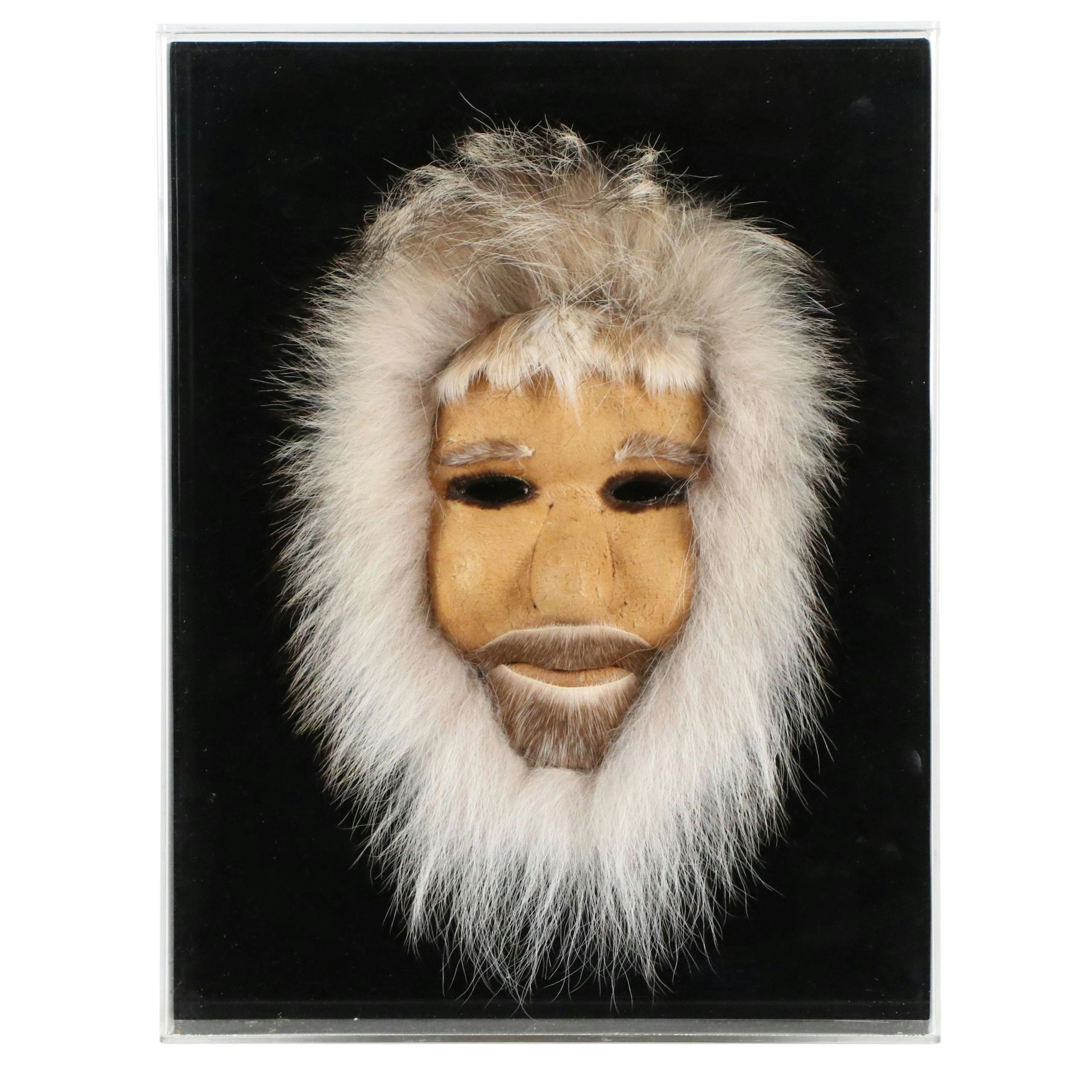 Nunamiut Style Anaktuvuk Pass Hide and Fur Mask, Mid to Late 20th Century