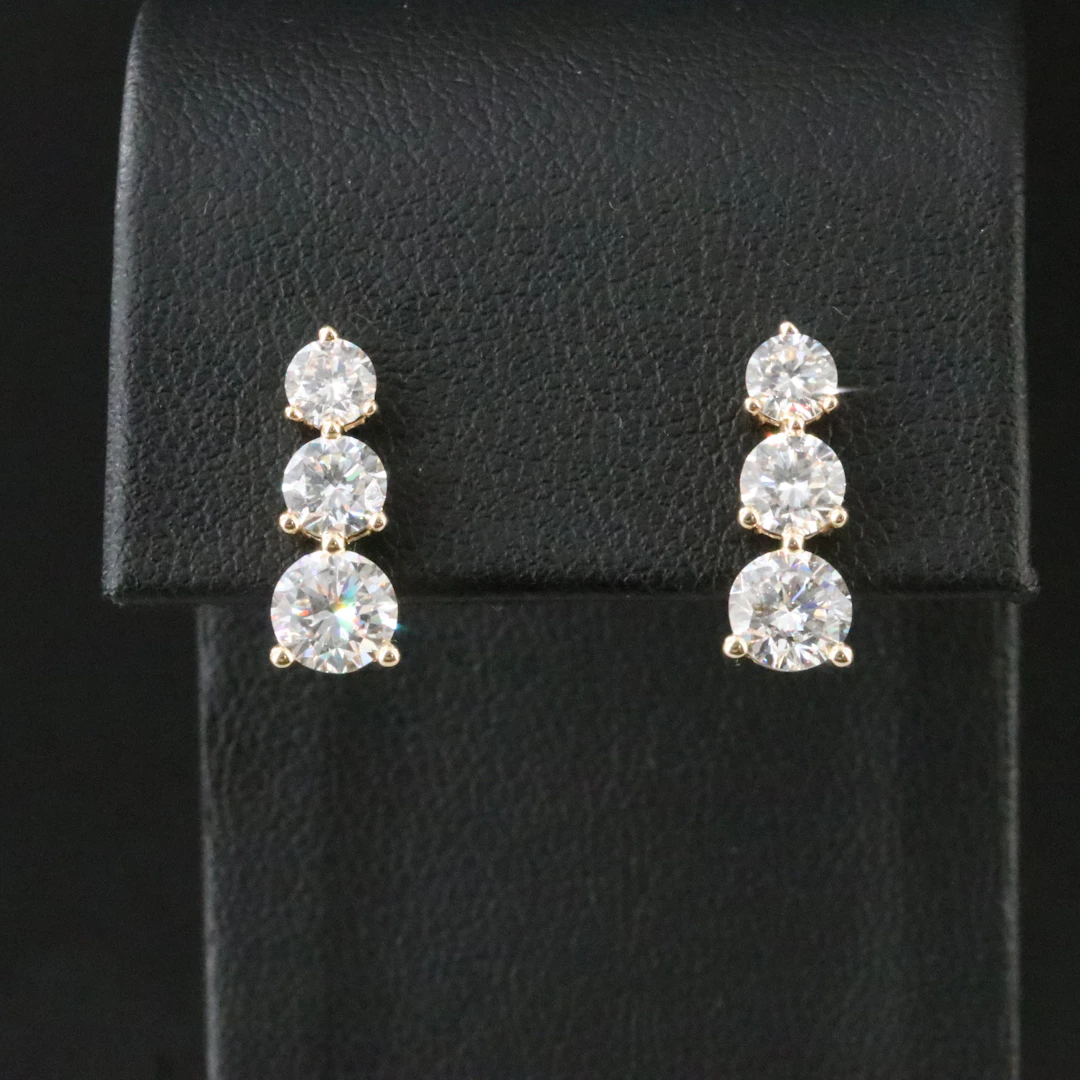 14K 2.47 CTW Lab Grown Diamond Drop Earrings