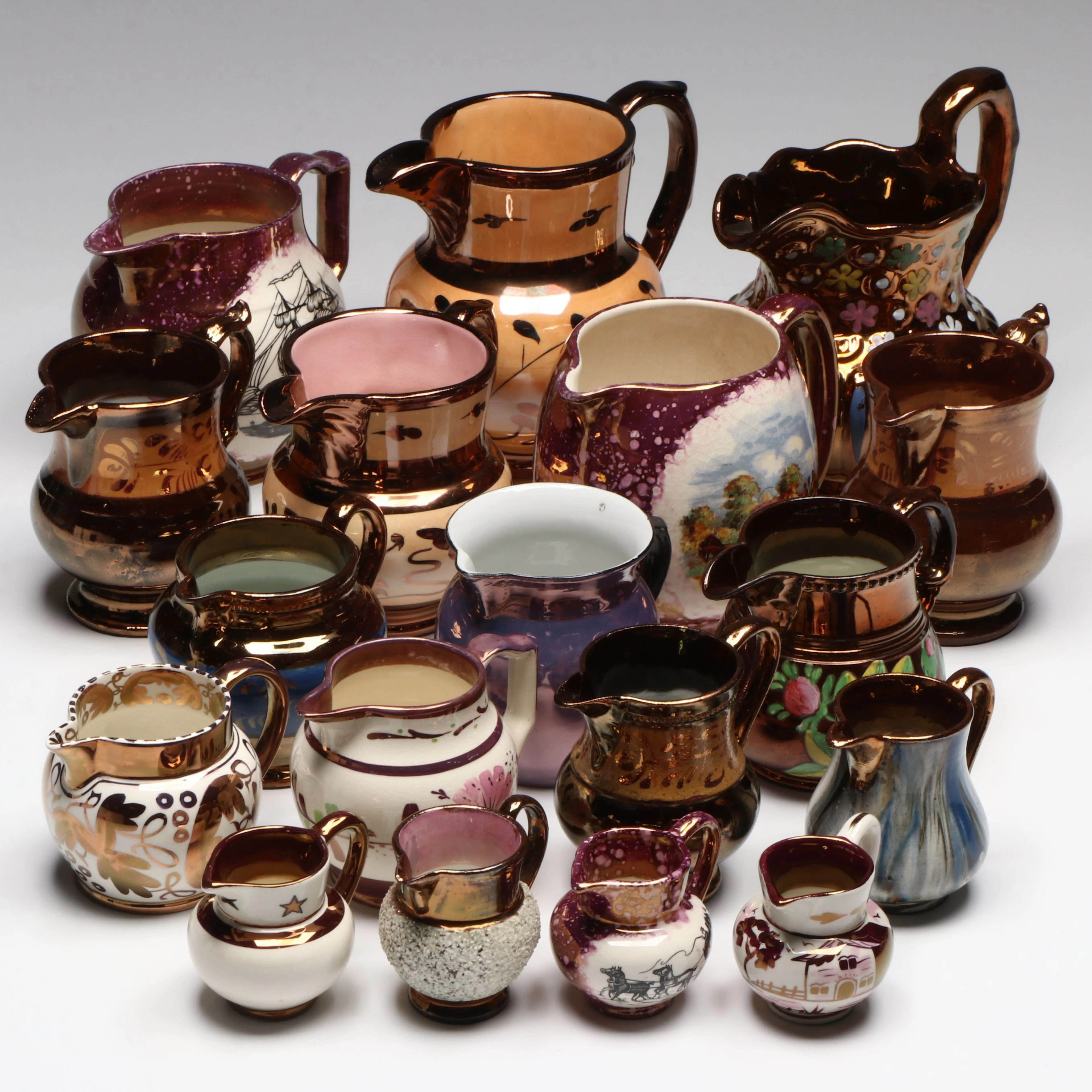 Lusterware Ceramic Pitcher and Creamer Collection