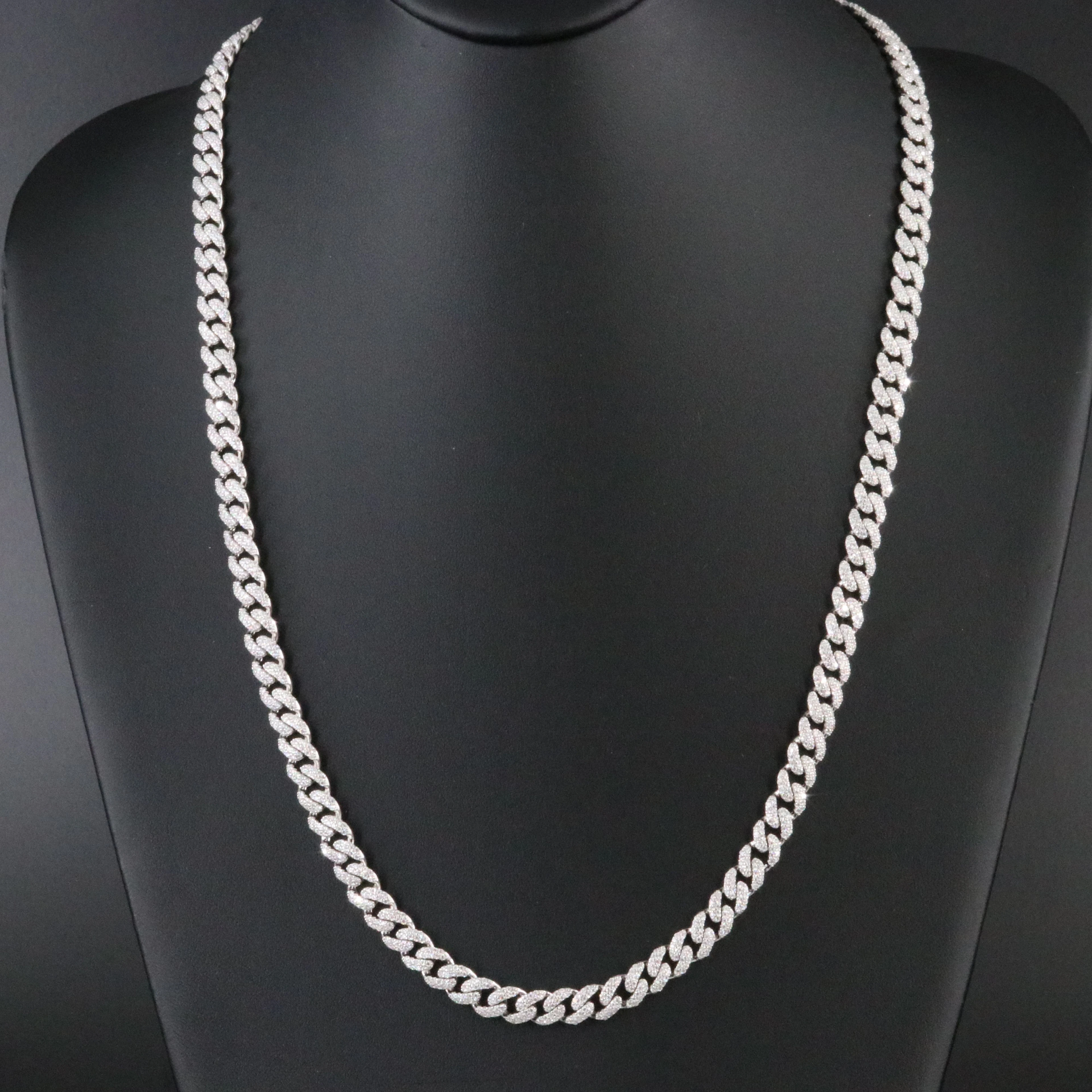 Sterling Pavé Moissanite Curb Link Necklace