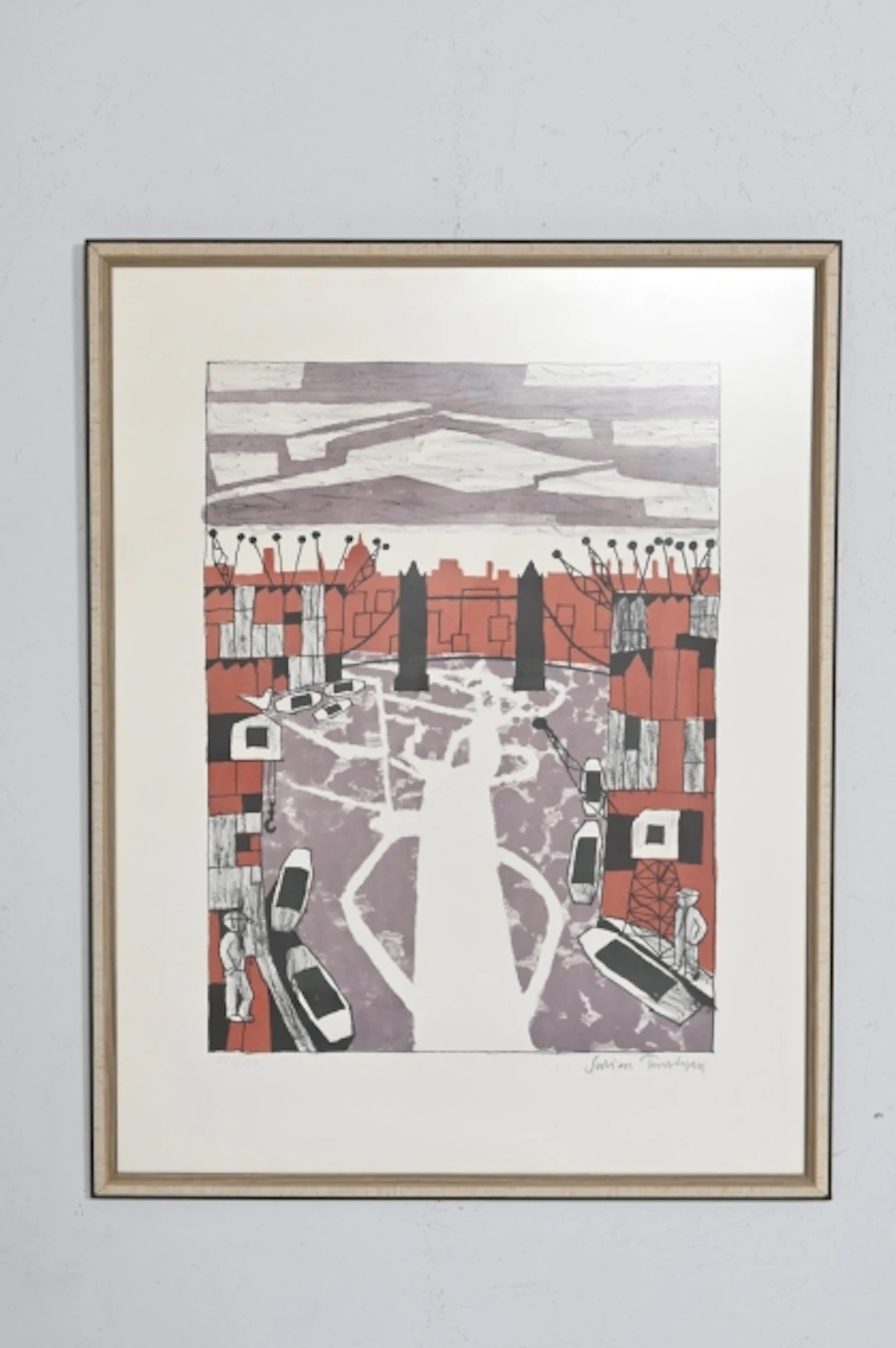 Julian Trevelyan "Tower Bridge" Litografi