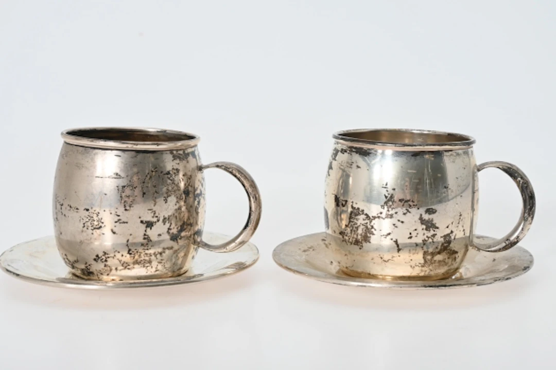 2 st Kaffekoppar Silver, ca 346 gr
