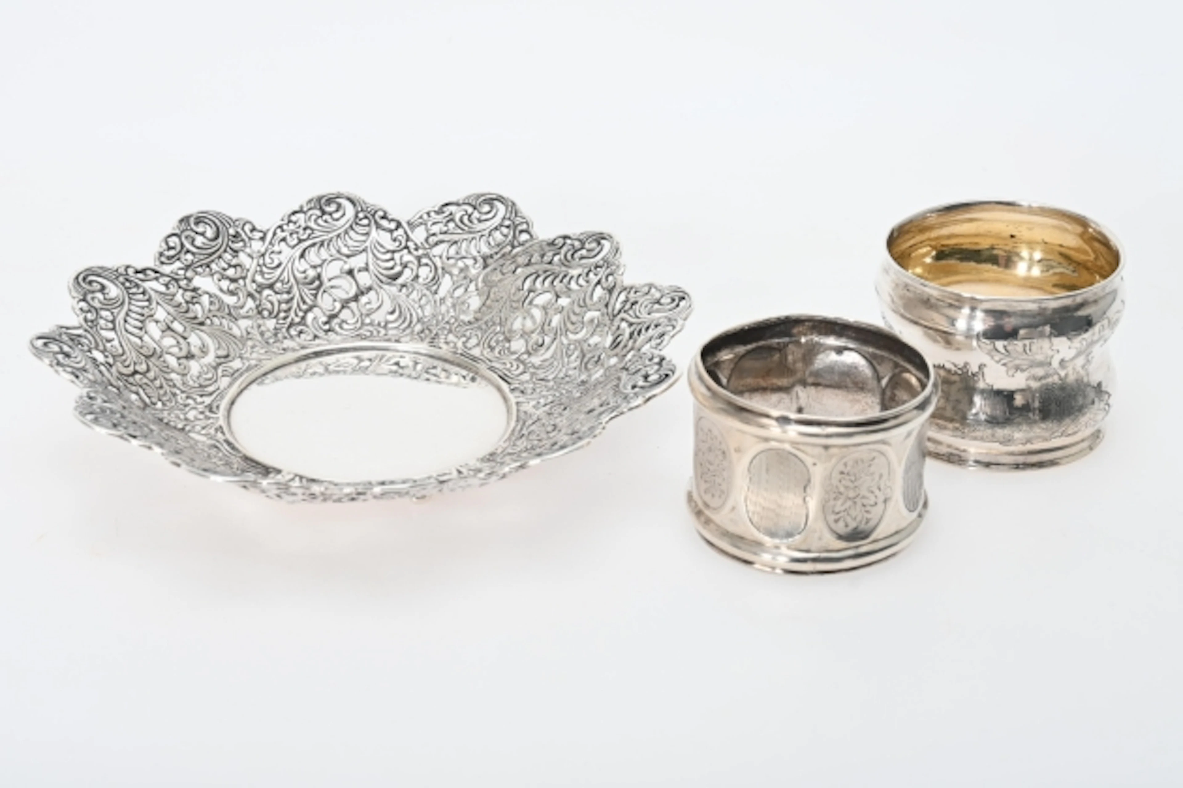 Silverskål, 2 st Servettringar, ca 218 gr