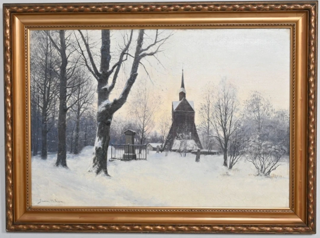 Severin Nilson "Johannes kyrkogård, Stockholm 1880-talet" Oljemålning