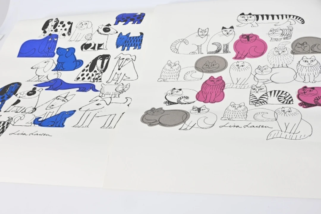 2 st Afficher "Hund" "Katt" Lisa Larson