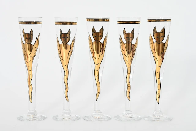 5 st Champagneglas, Ulrica Hydman Valliem, Kosta Boda