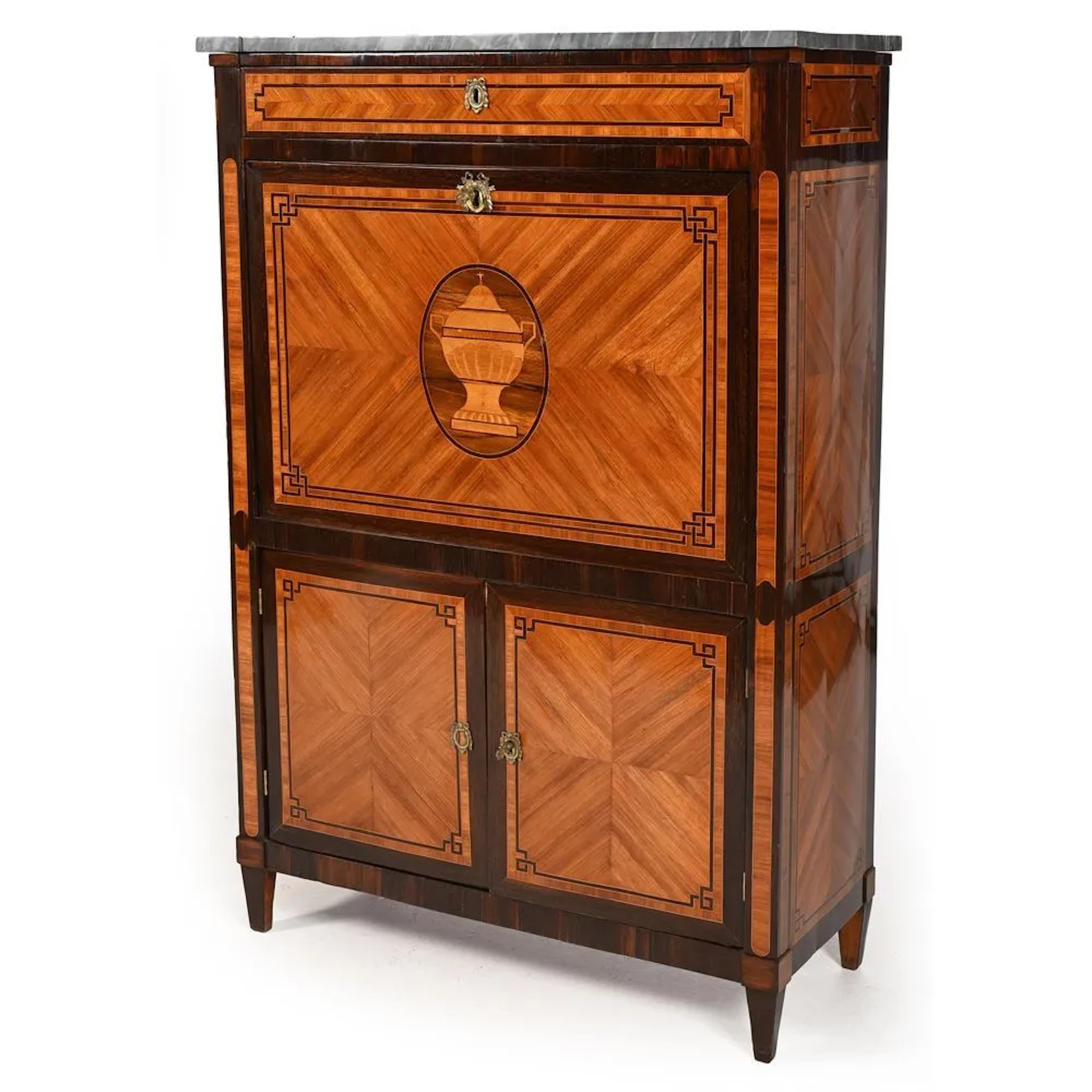 LOUIS XVI SECRETARY DESK with a drop-leaf top in rosewood, amaranth
