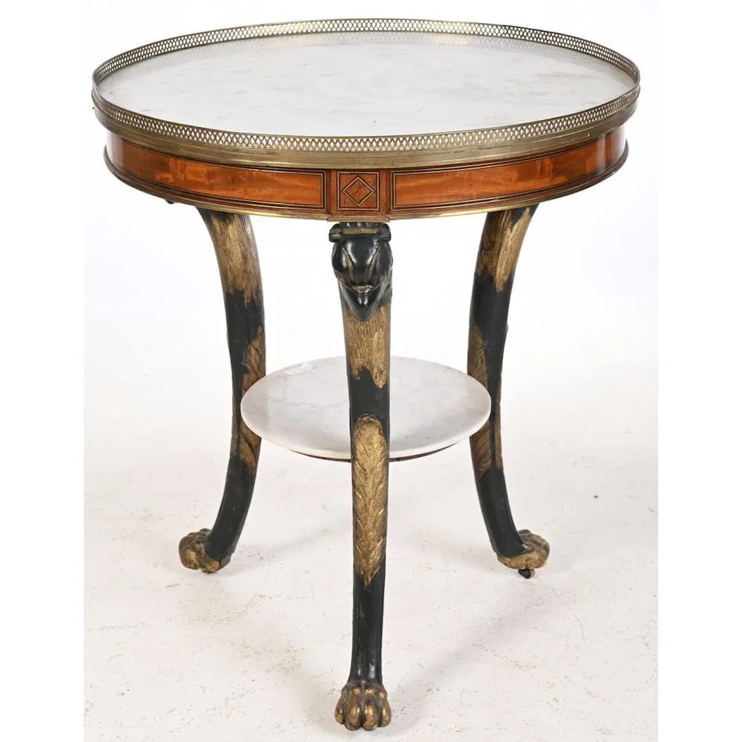 EMPIRE-STYLE SIDE TABLE featuring belted falcons, made of mahogany