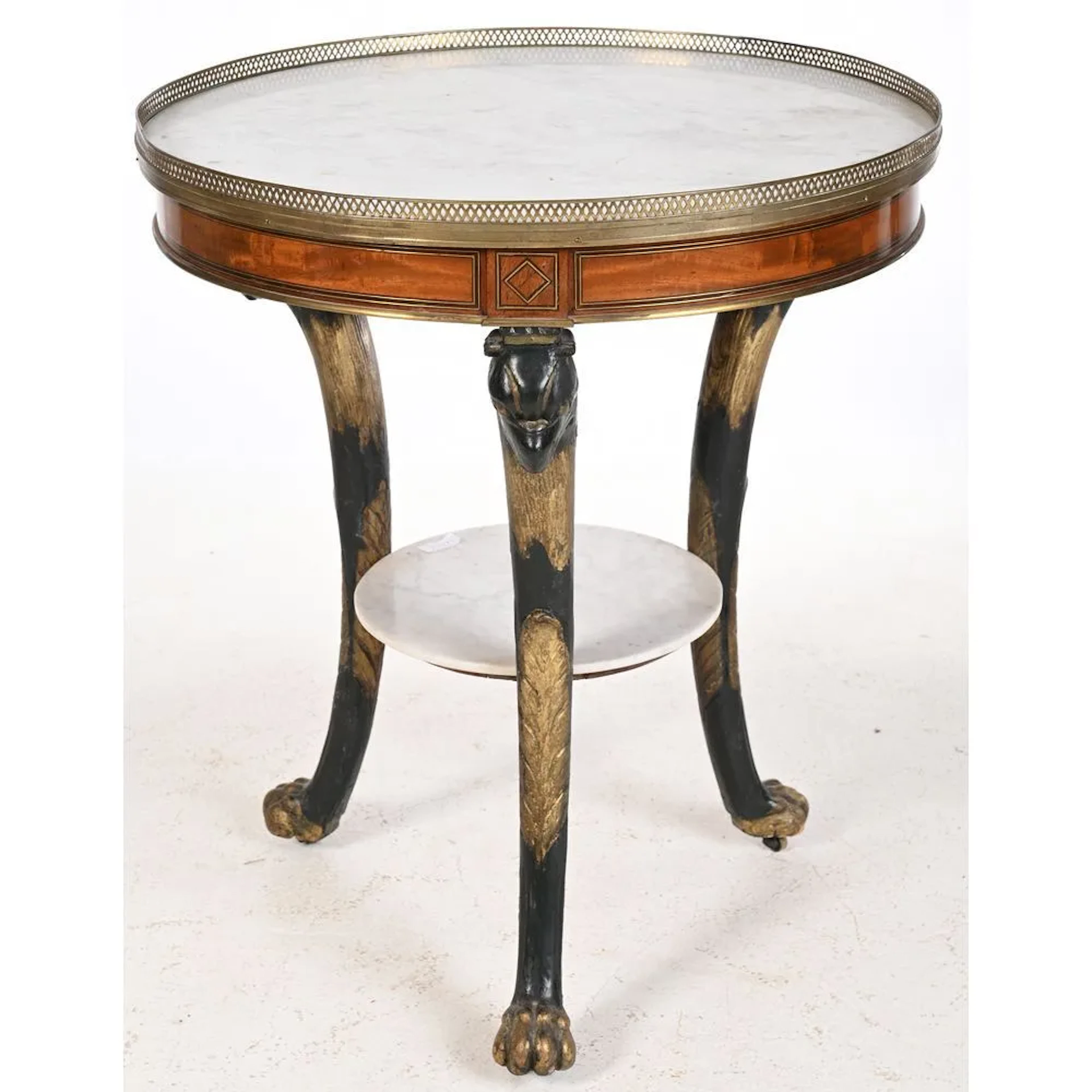 EMPIRE-STYLE SIDE TABLE featuring belted falcons, made of mahogany