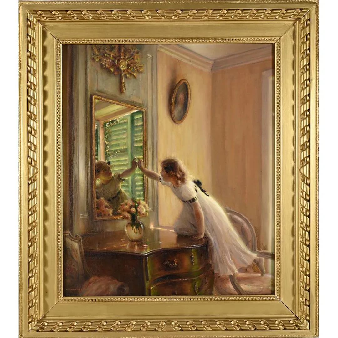 MUENIER, Jules Alexis. (1863–1942). “The Child with the Fly.” Oil