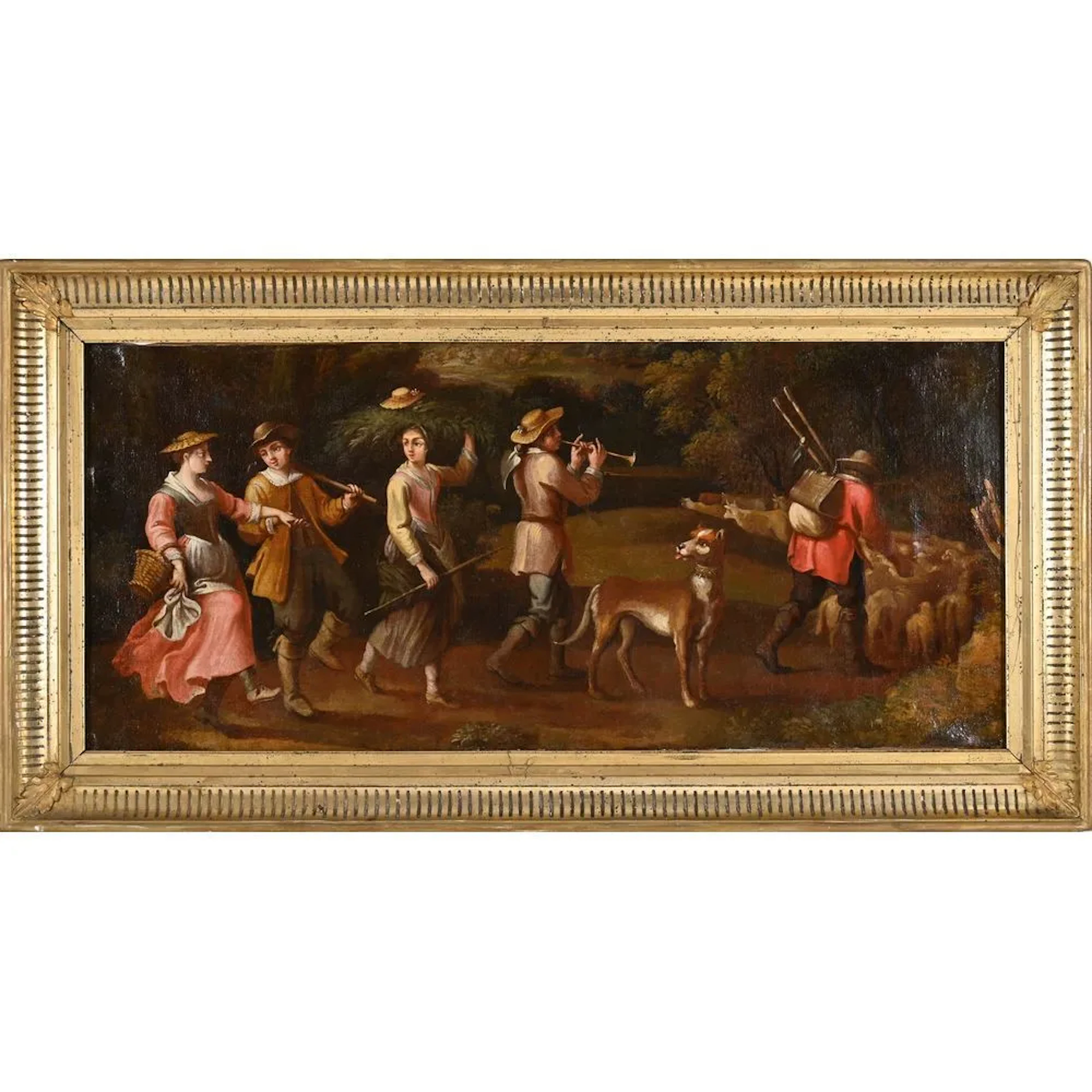 18th-Century French School. “Rural Festivities.” Oil on canvas. H.