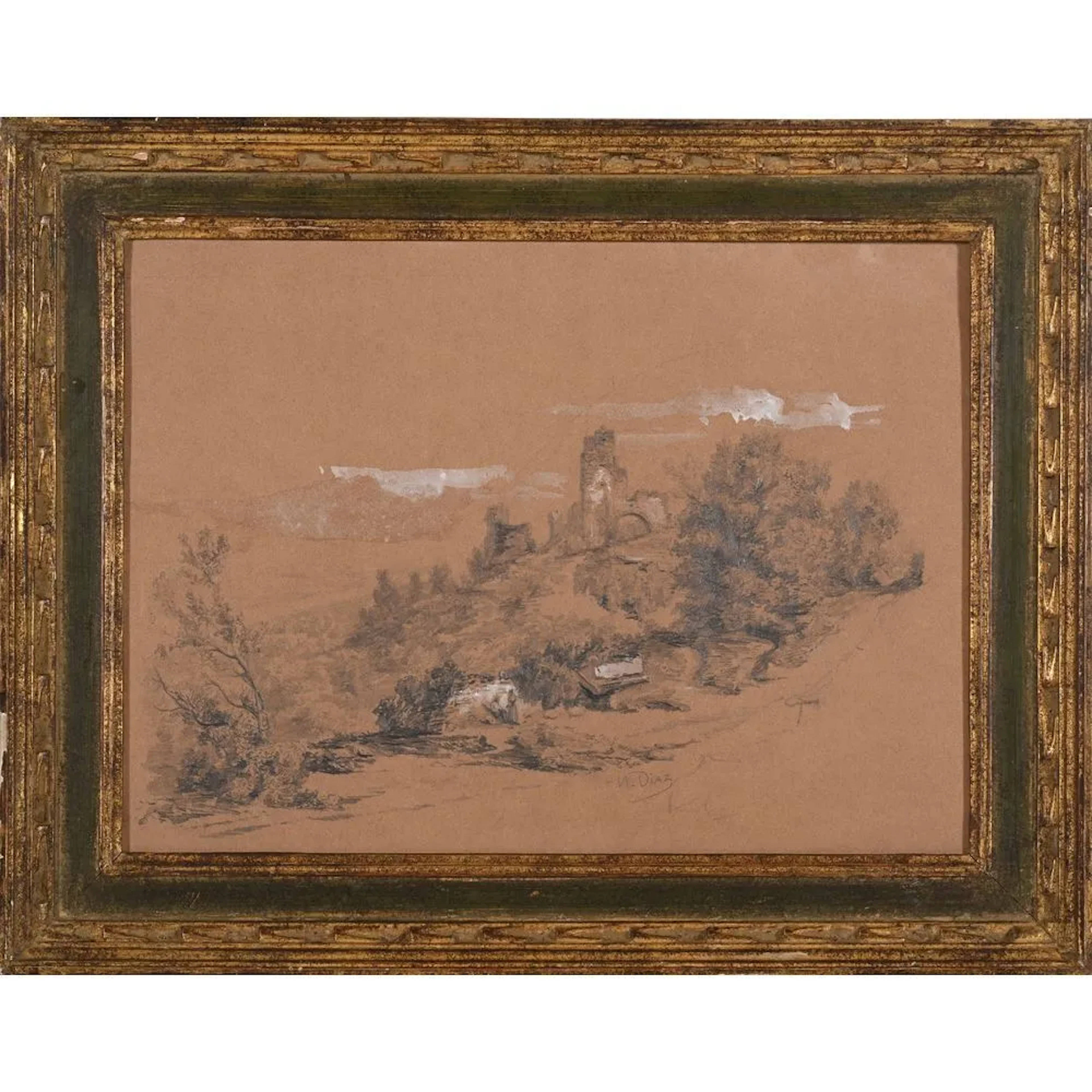 DIAZ, Narcisse. (1807–1876). “Lively Landscape with Castle Ruins.”
