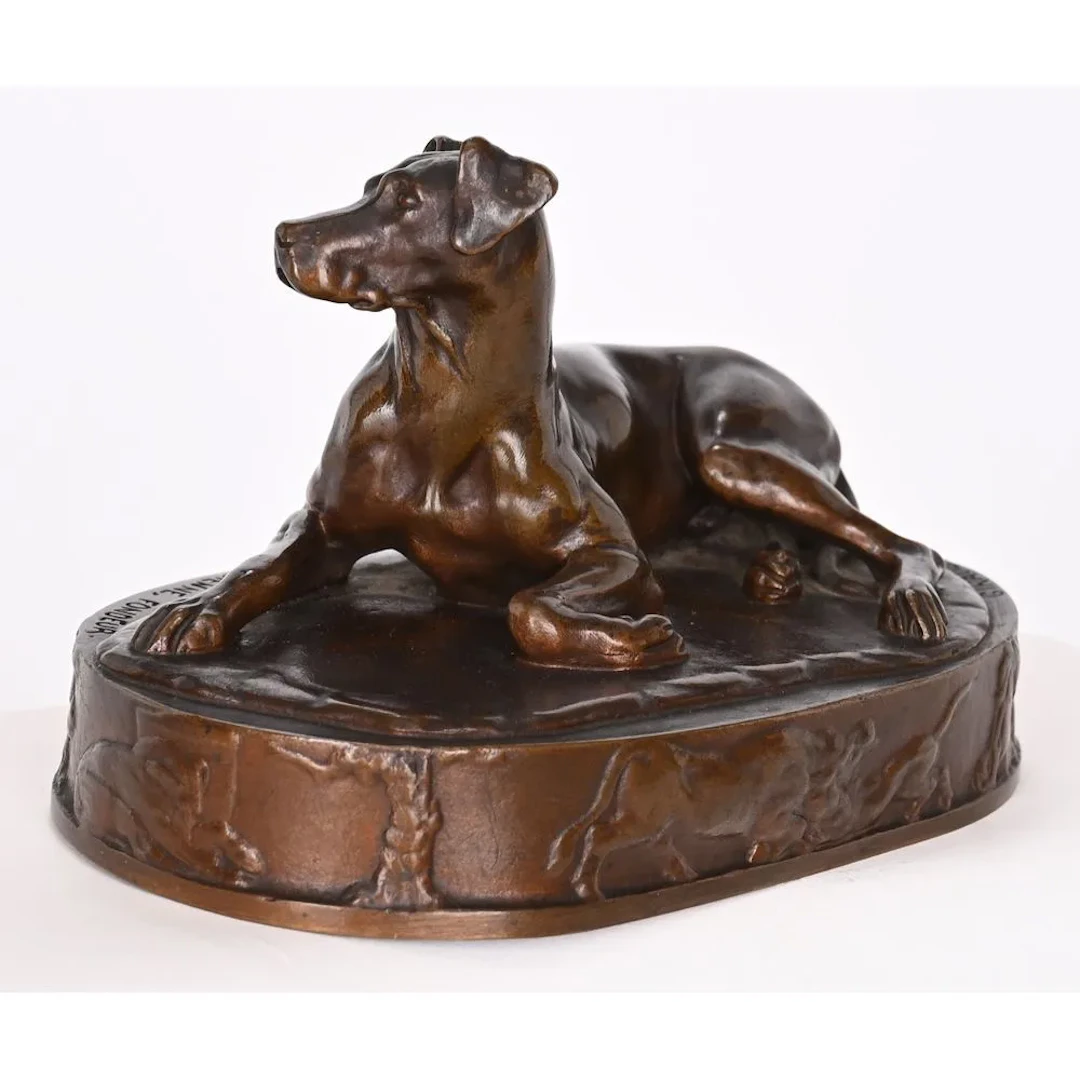 GIRAUD, Pierre-François Grégoire. (1783–1836). “Reclining Dog.” Bronze