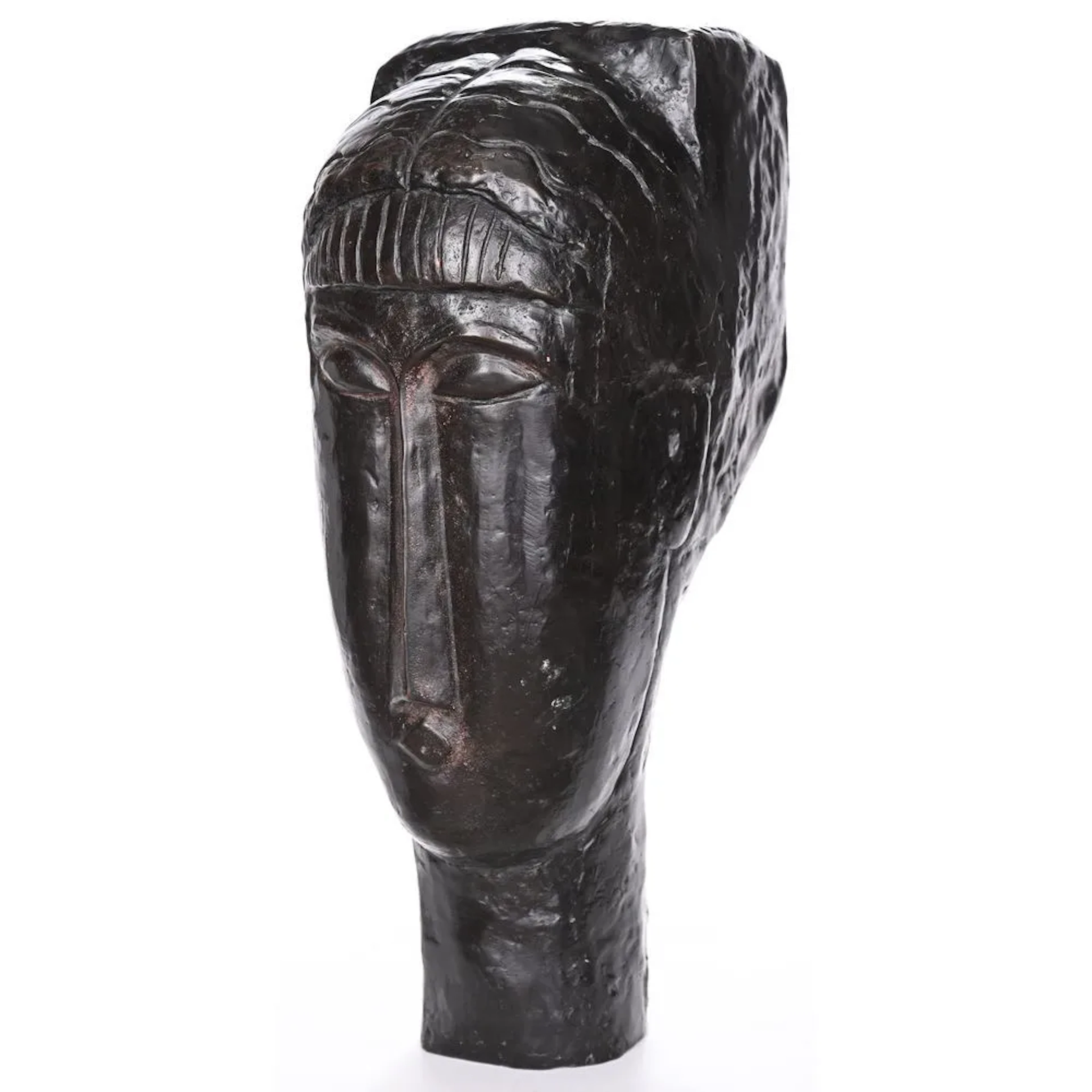 MODIGLIANI, Amedeo. (1884–1920). “Young Girl with Bangs (1912).” Bronze