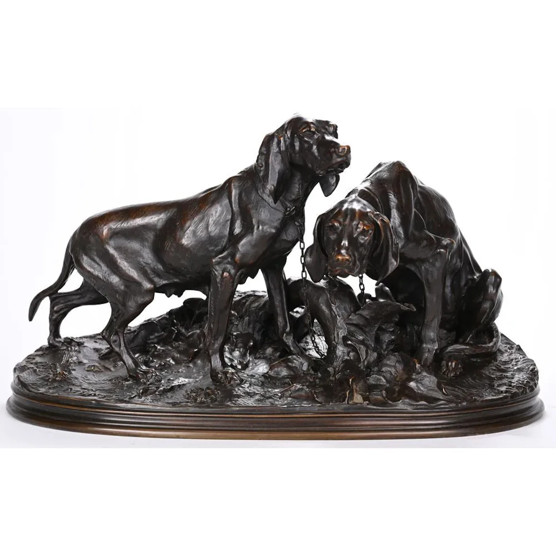 MENE, Pierre-Jules. (1810–1879). “Saintonge Bitch Dogs.” Bronze with