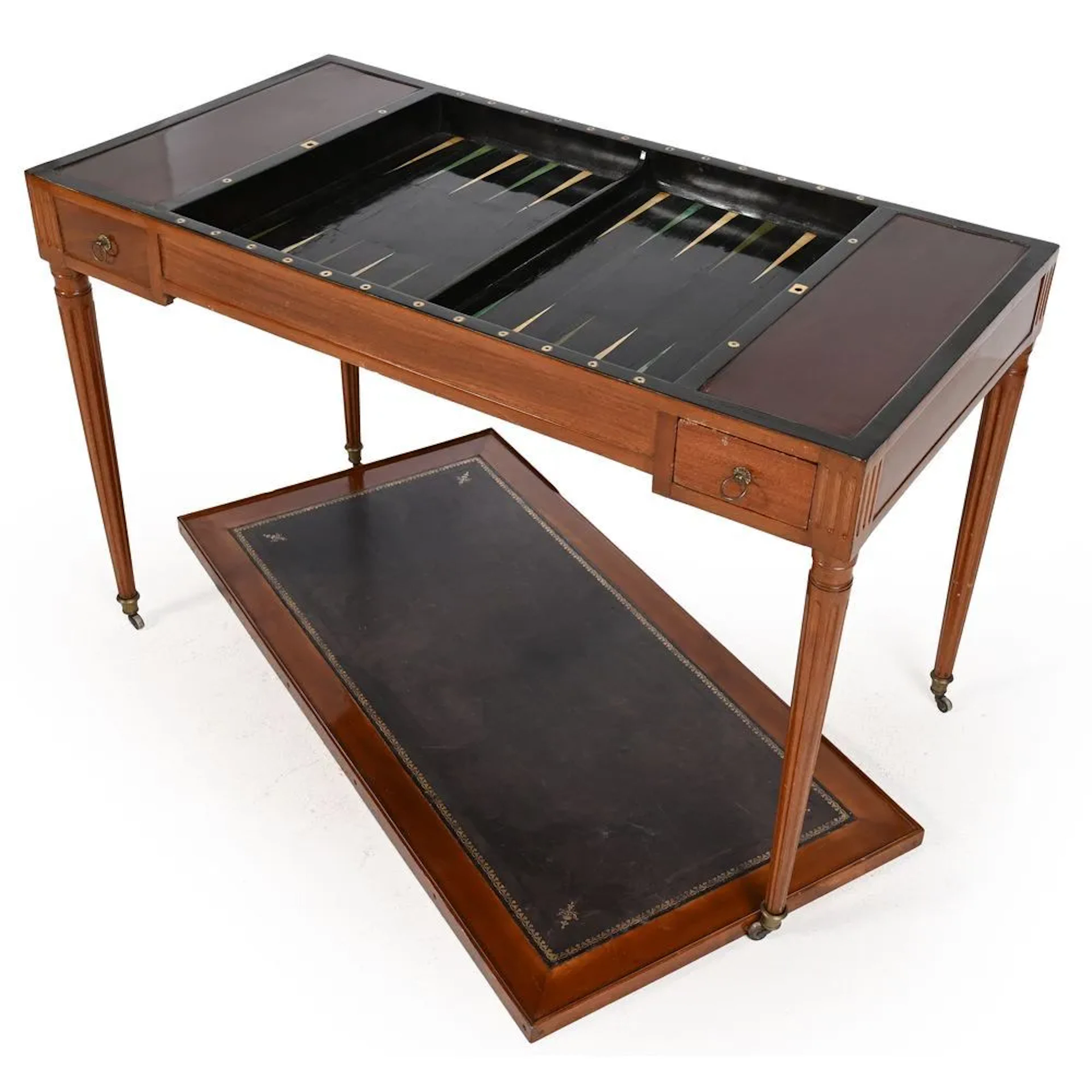 LOUIS XVI TRIC TRAC TABLE in mahogany and mahogany veneer with a removable
