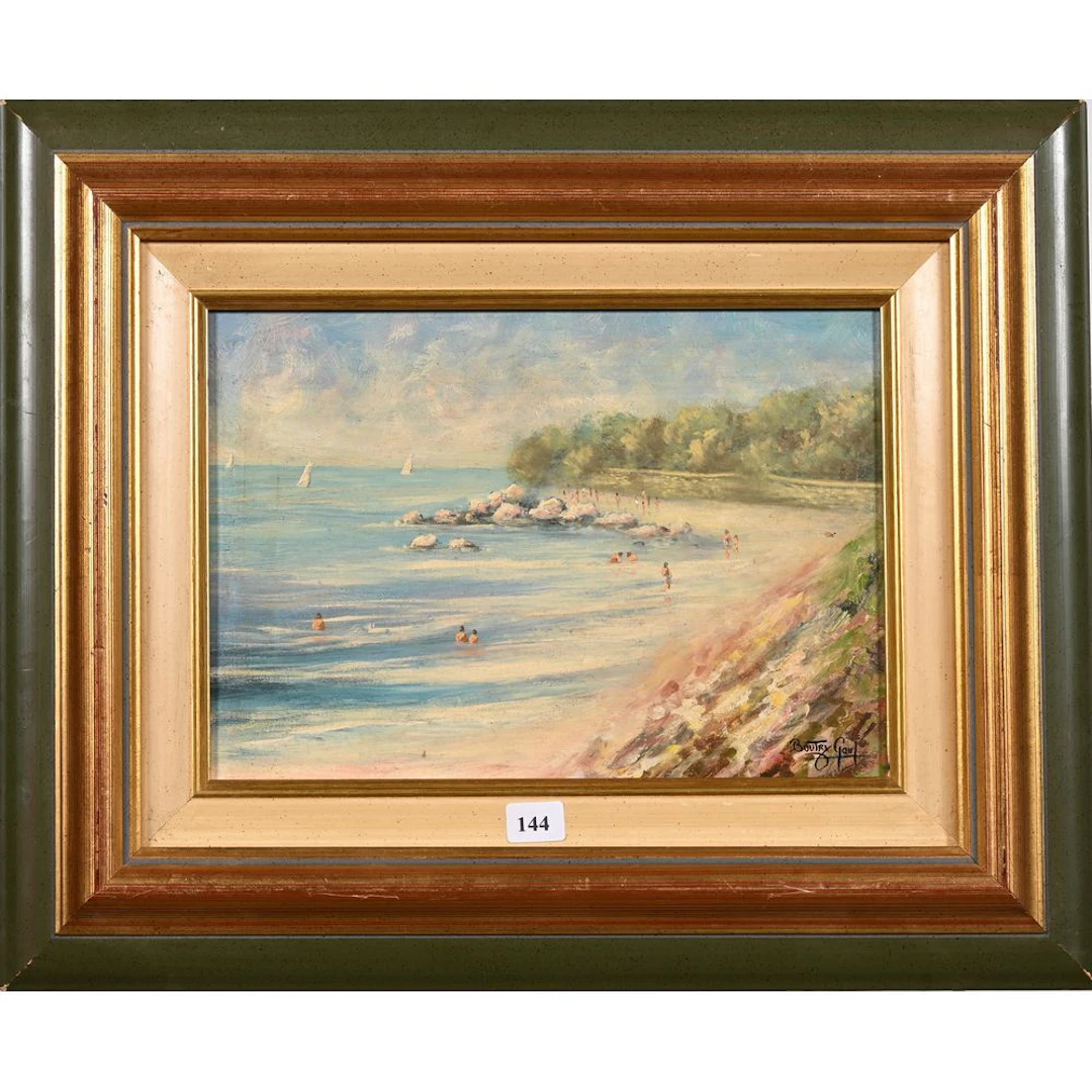 BOUTRY, Paul. “Rocky Coast.” Signed oil on panel. H. 18, W. 26.