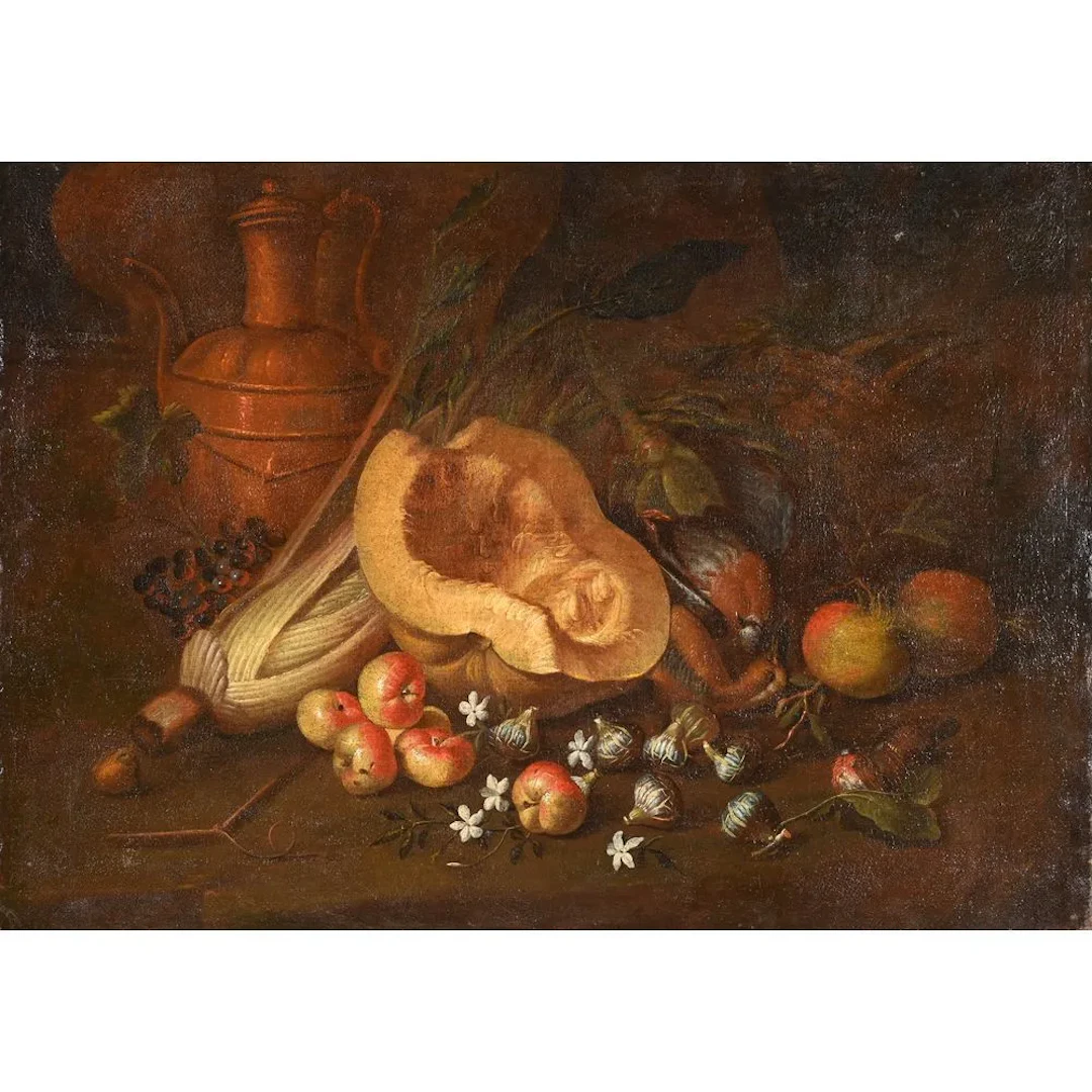 17th-century Italian school. “Still Life with Fruit, Vegetables, and