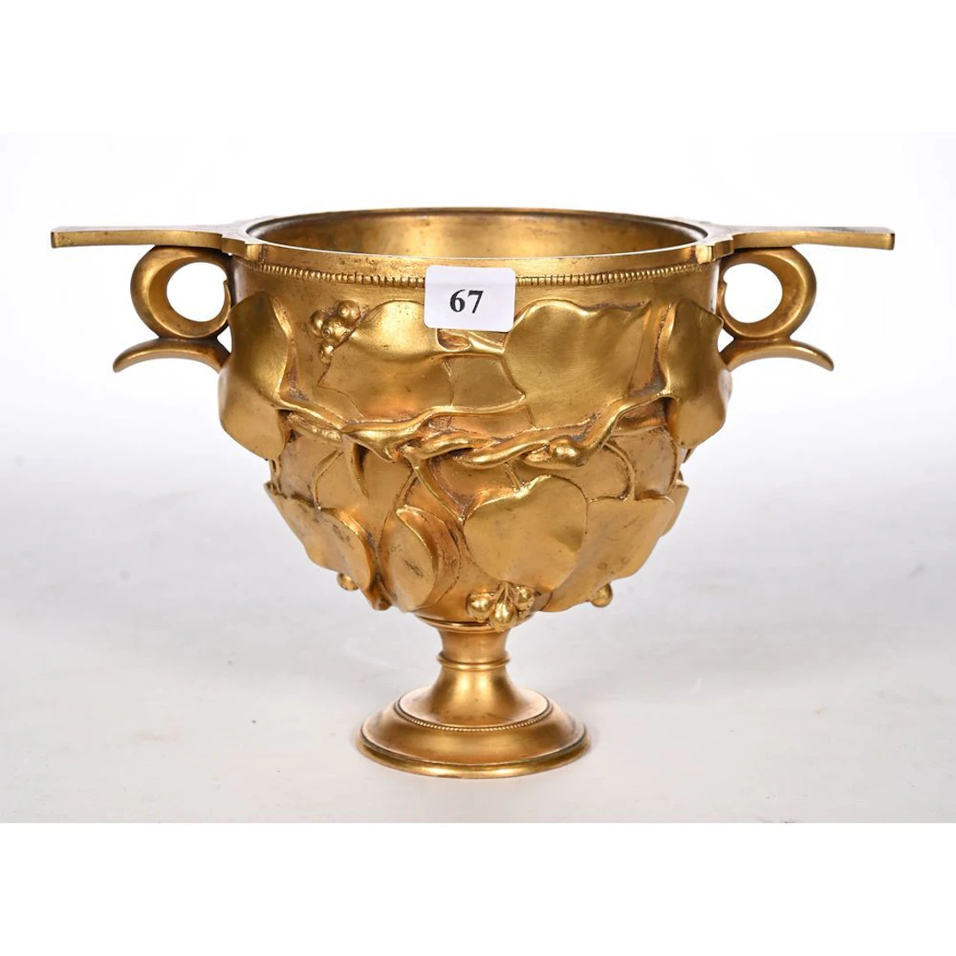 BARBEDIENNE, Ferdinand. (1810–1892). BOWL on a gilded bronze pedestal