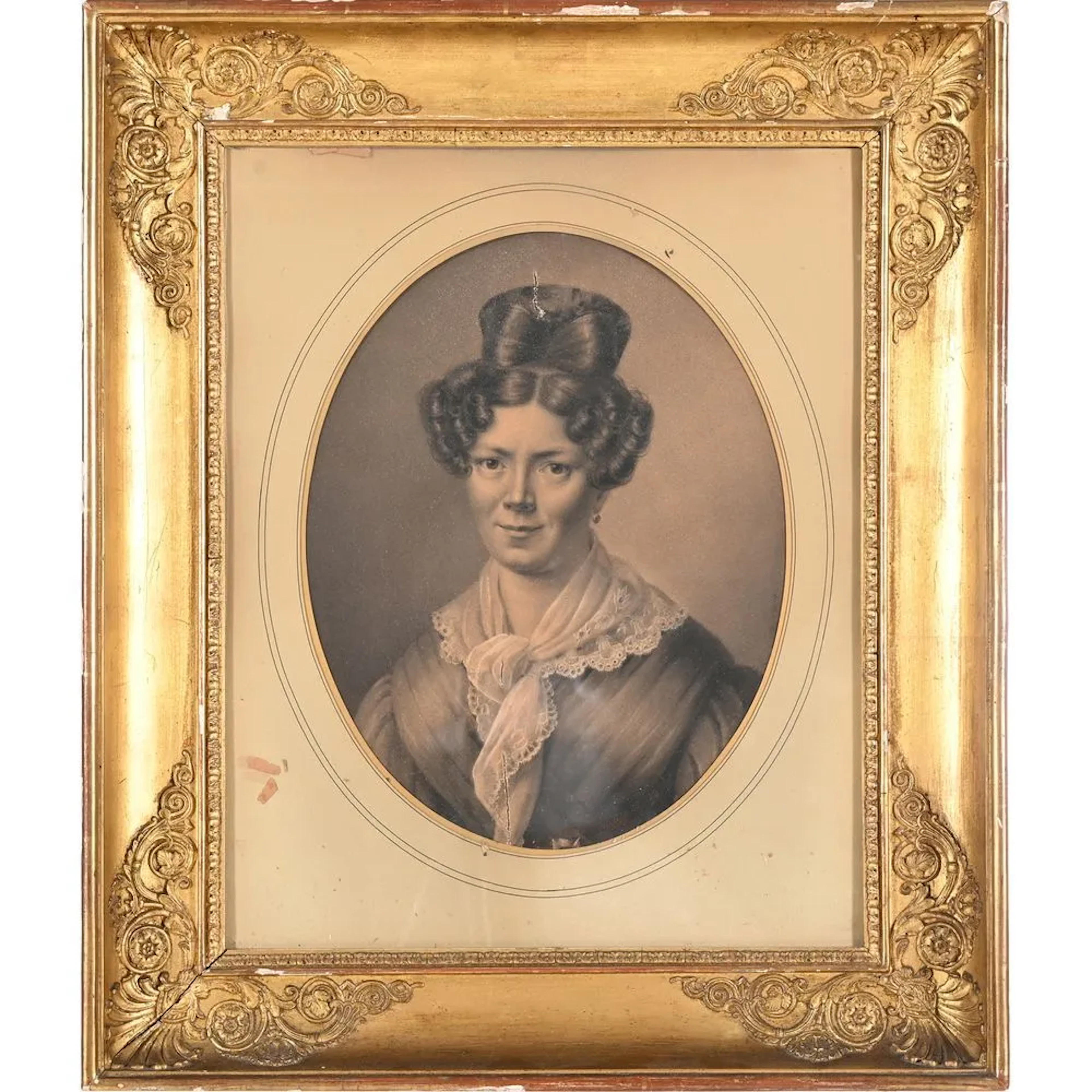 19th-Century Neo-Classical School. “Portrait of an Elegant Woman.”