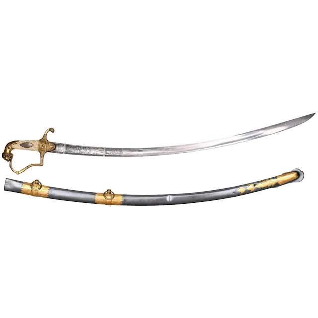 BEAUTIFUL LIGHT CAVALRY OFFICER'S SABER. The bone tang is fluted and