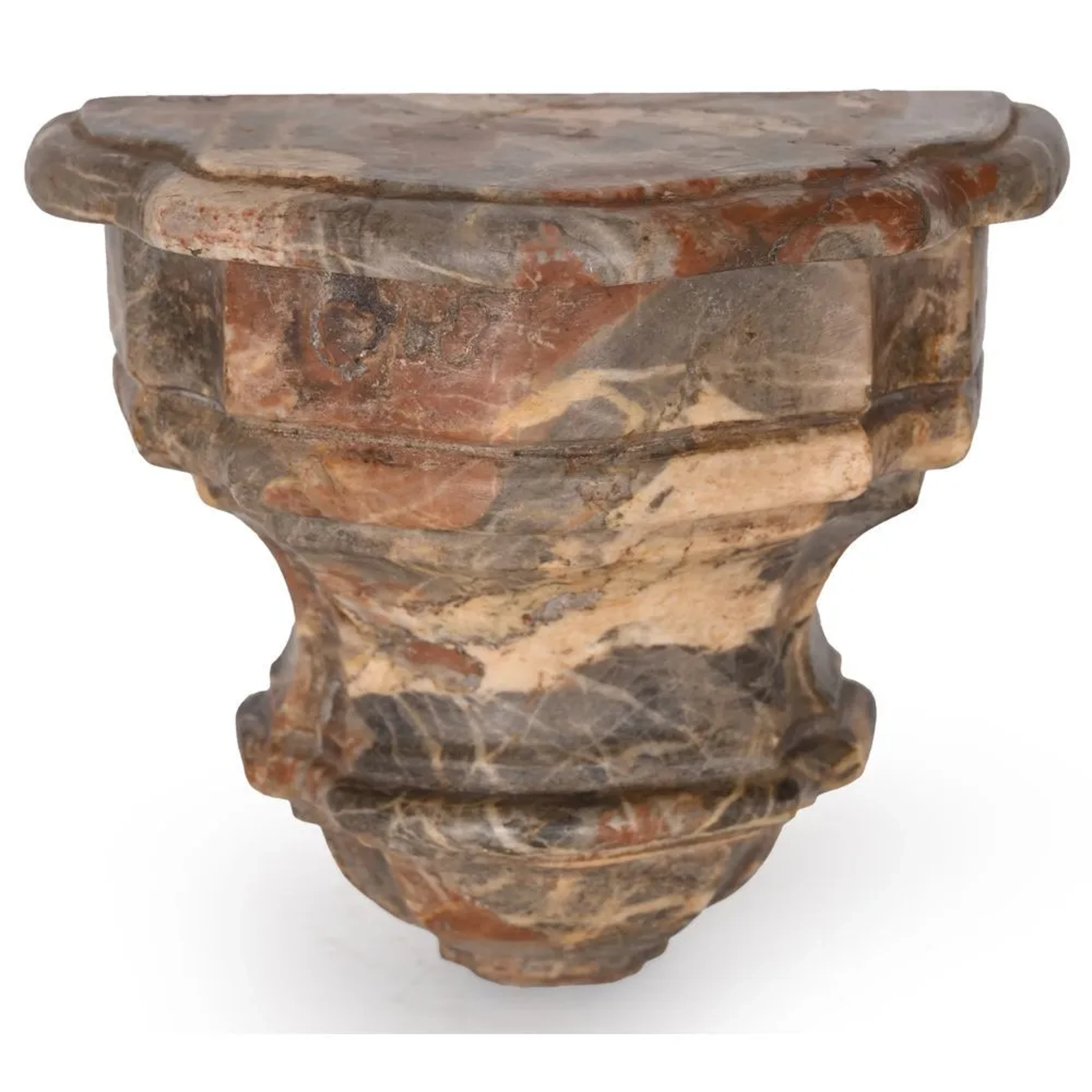 SMALL LOUIS XIV WALL-MOUNTED CONSOLE TABLE in marble, baluster-shaped.