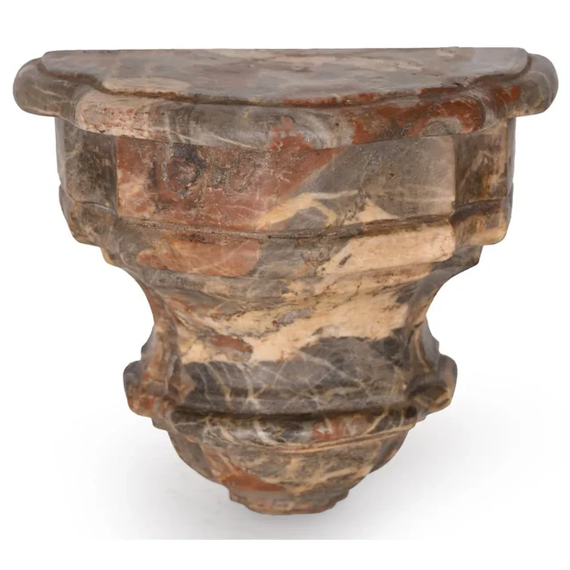 SMALL LOUIS XIV WALL-MOUNTED CONSOLE TABLE in marble, baluster-shaped.