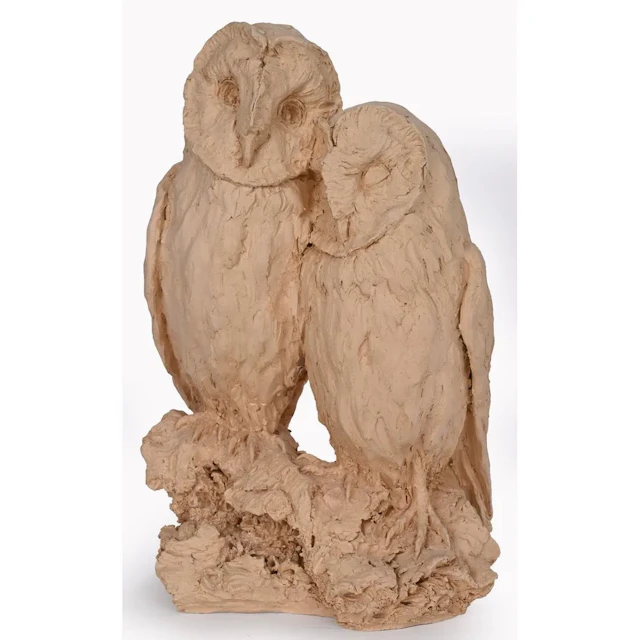 GOURDON, Jean-Paul. (1956). “Pair of Barn Owls.” Original terracotta.