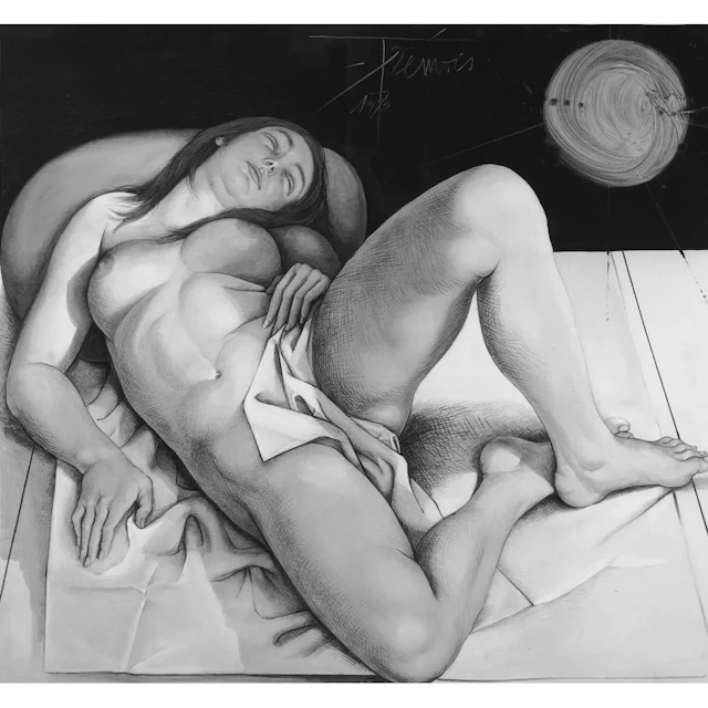 TREMOIS, Pierre Yves. (1921–2020). “Sommeil 1973.” Oil on wood. 90x100.