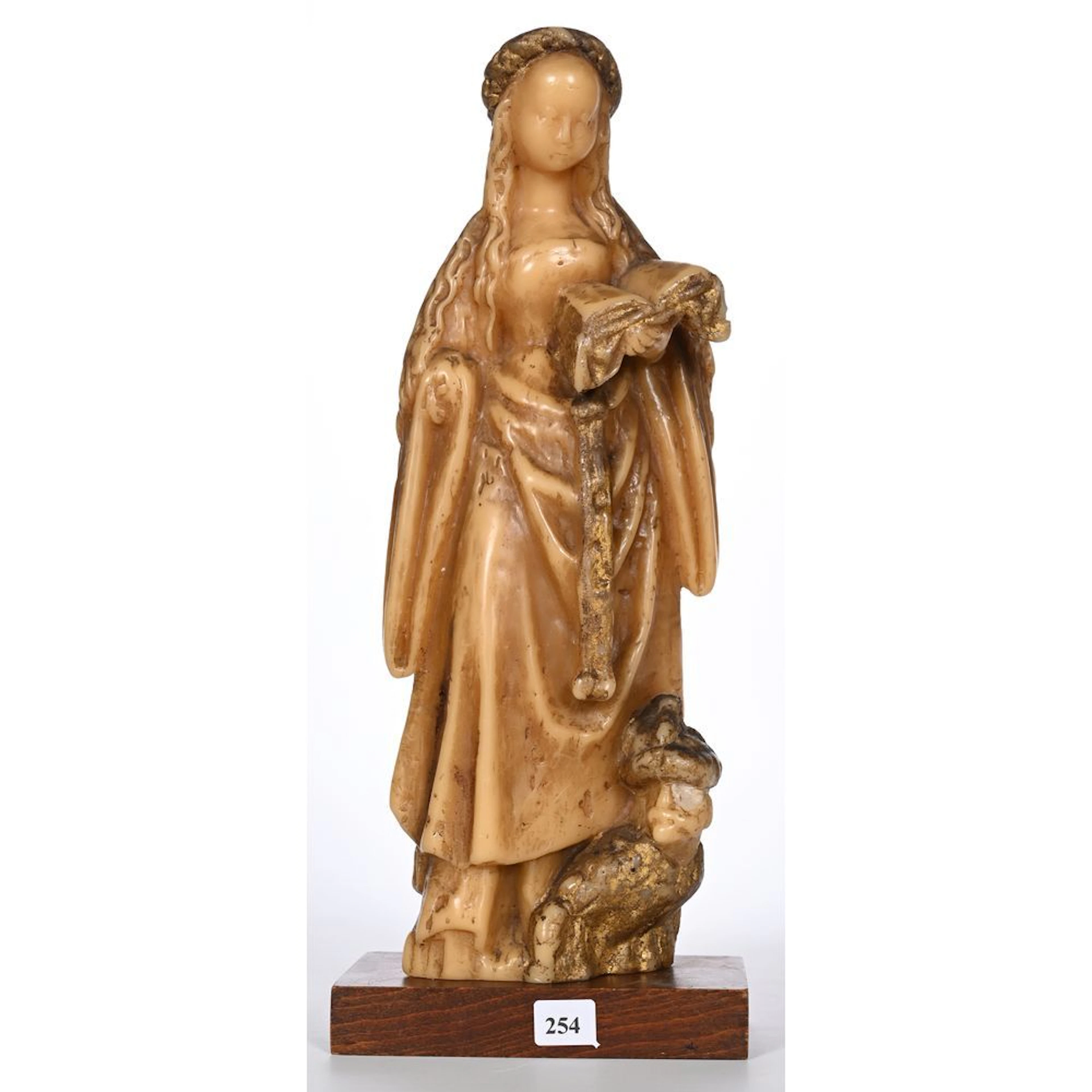 SAINT ANNE, crowned, made of wax. Antique piece. Total height: 38.