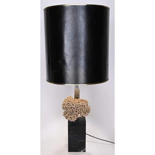 DARO Willy. (Attributed to). Lamp made of marble, coral, chrome-plated