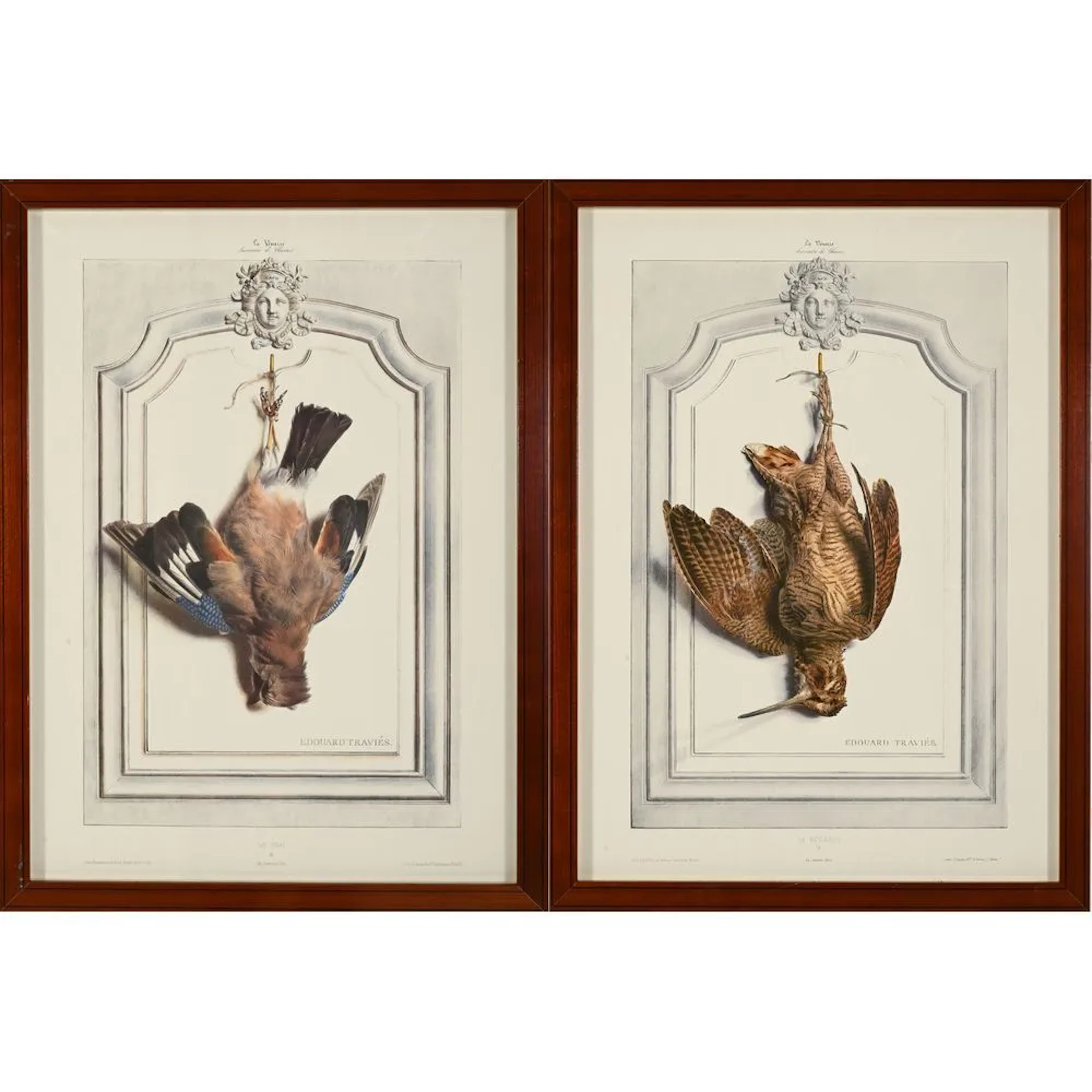 TRAVIES, Edouard. “A pair of beautifully framed engravings from the