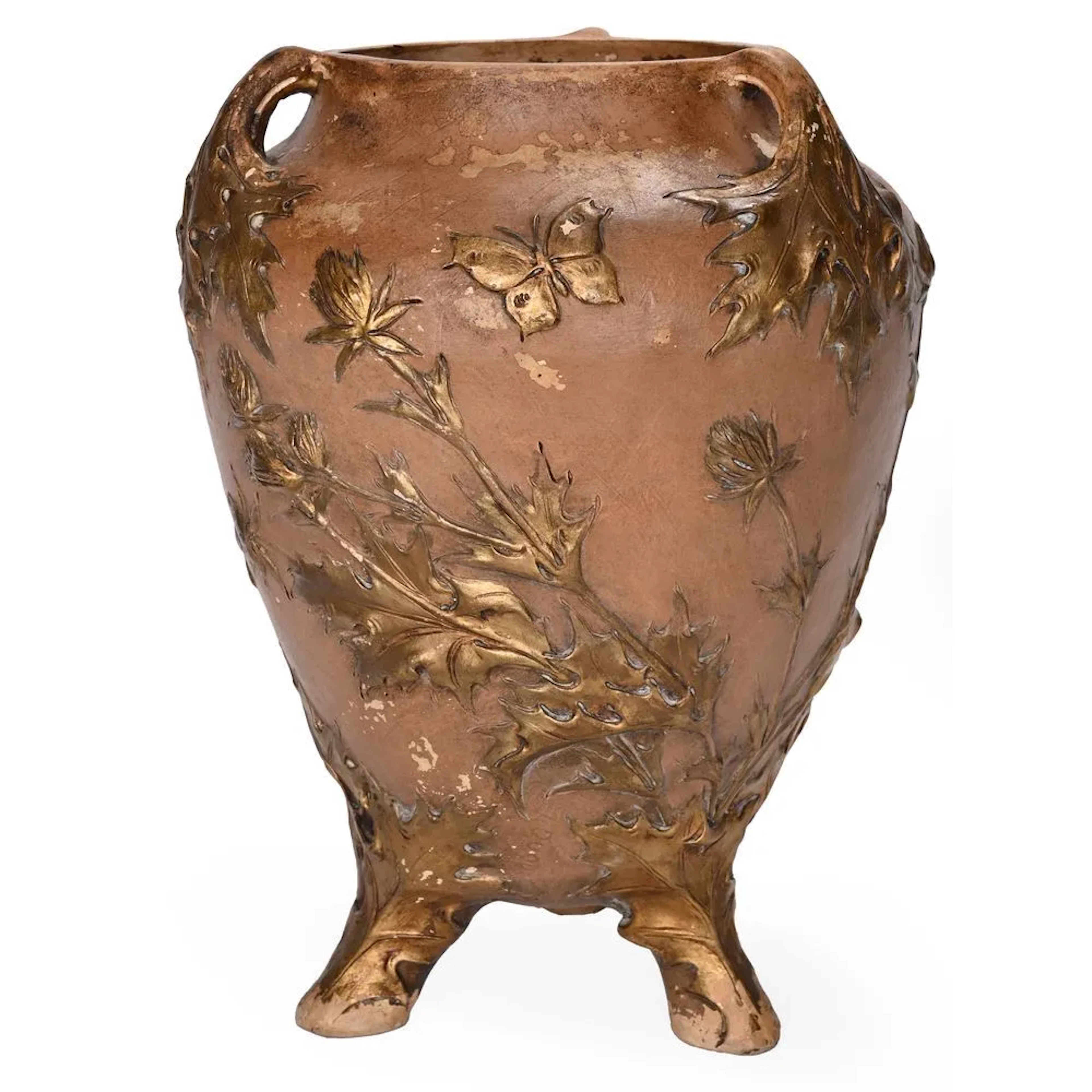 ART NOUVEAU VASE made of glazed ceramic, decorated with dragonflies