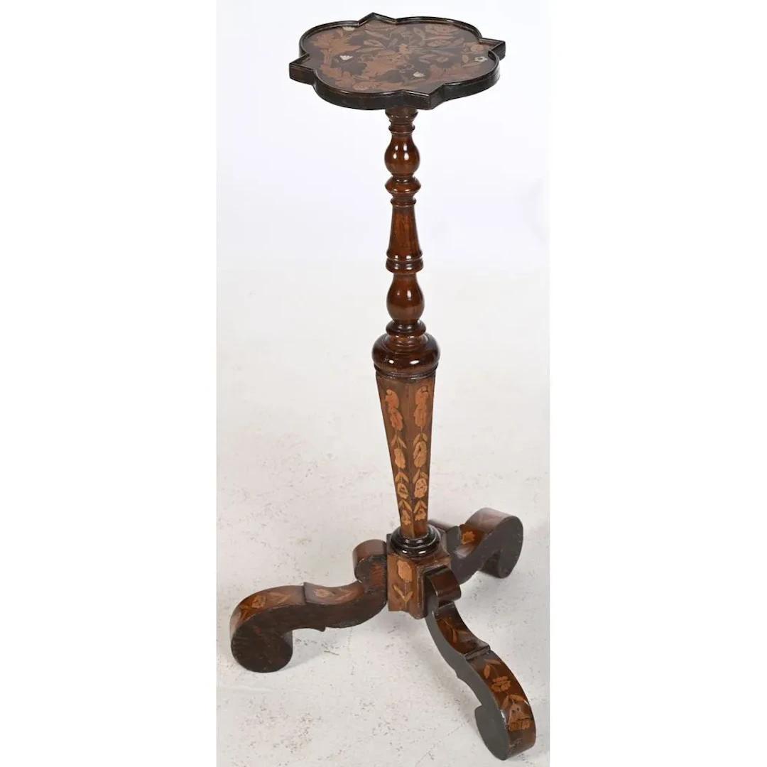 LOUIS XIV CHAIR with baluster arms and a tripod base with scrollwork.