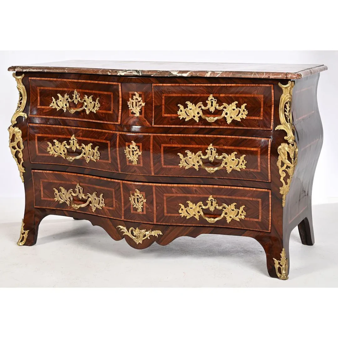 LARDIN. LOUIS XV TOMB-STYLE CHEST, curved at the front and flared
